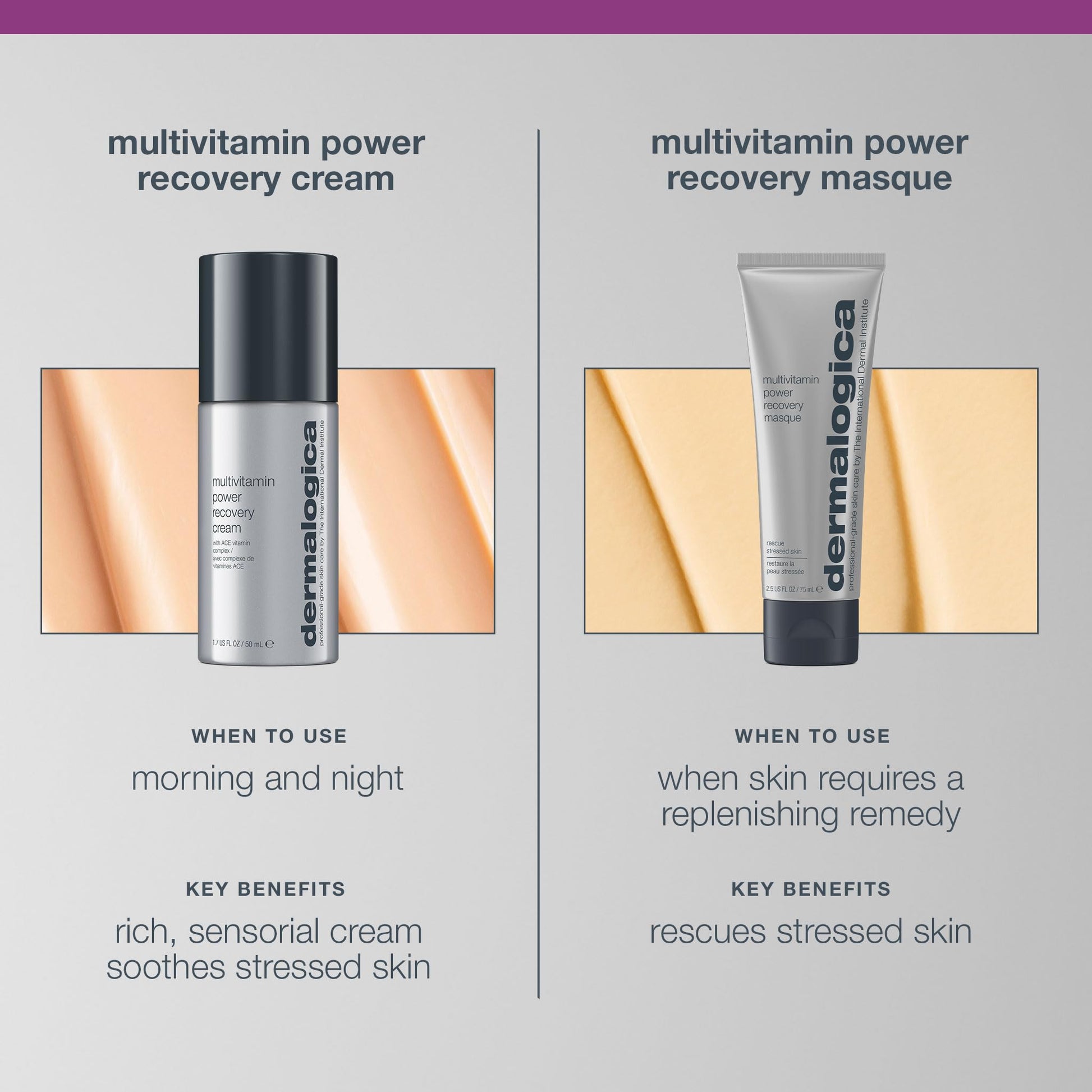 Gray Dermalogica MultiVitamin Power Recovery Face Cream, Hydrating Facial Moisturizer with Antioxidants - Preventing Signs of Skin Aging, 1.7 fl oz