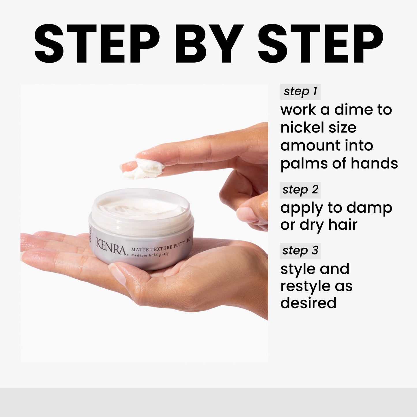 White Smoke Kenra Professional Matte Texture Putty 10 | Medium Hold Styler | Flexible Hold With A Matte Finish | Replenishes Moisutre & Softens Hair | All Hair Types | 2 oz
