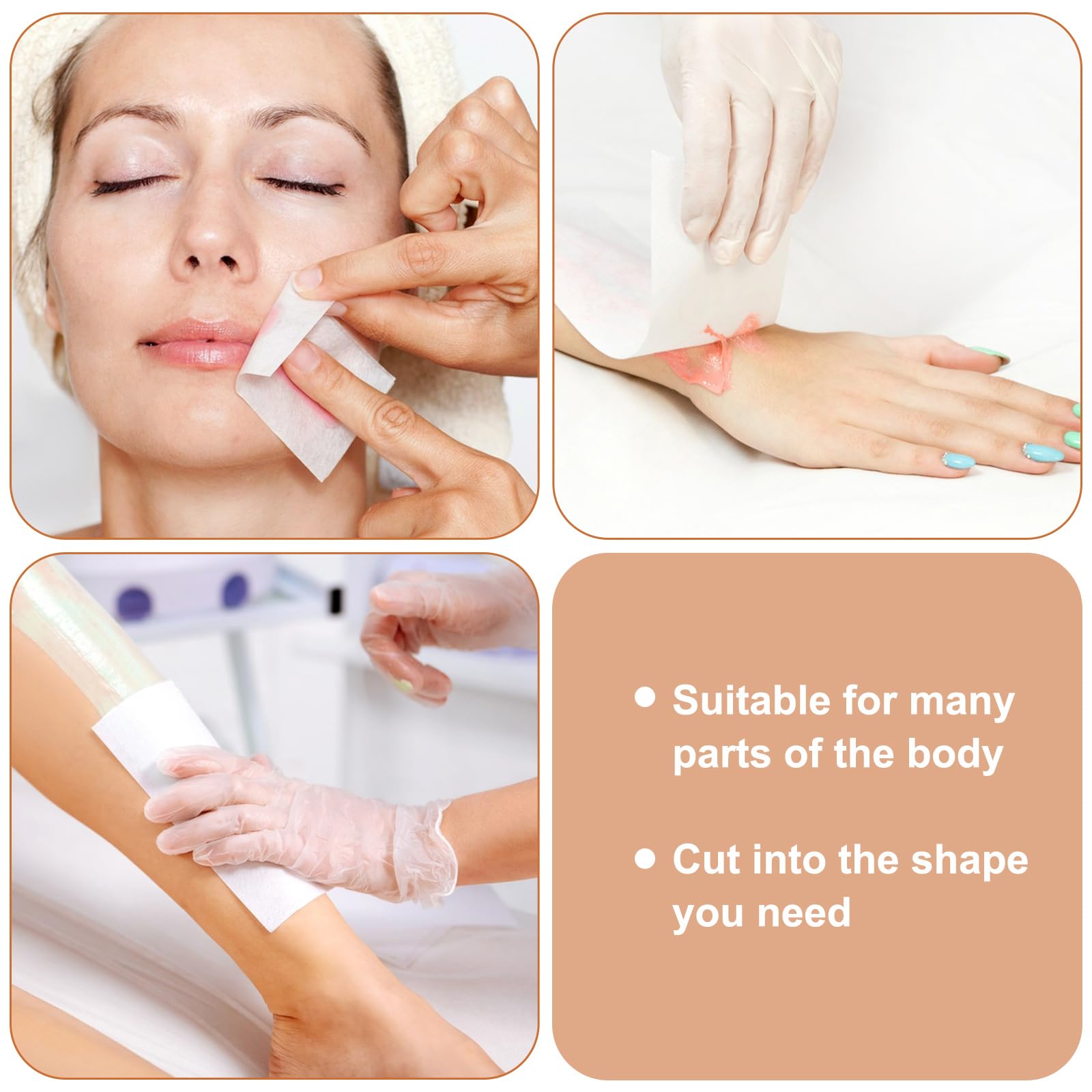Tan 1000-Count Non Woven Wax Strips, Body and Facial Epilating Wax Strips Paper for Hair Removal, Beauty Waxing Strips for Leg Face Chest Back and Bikini