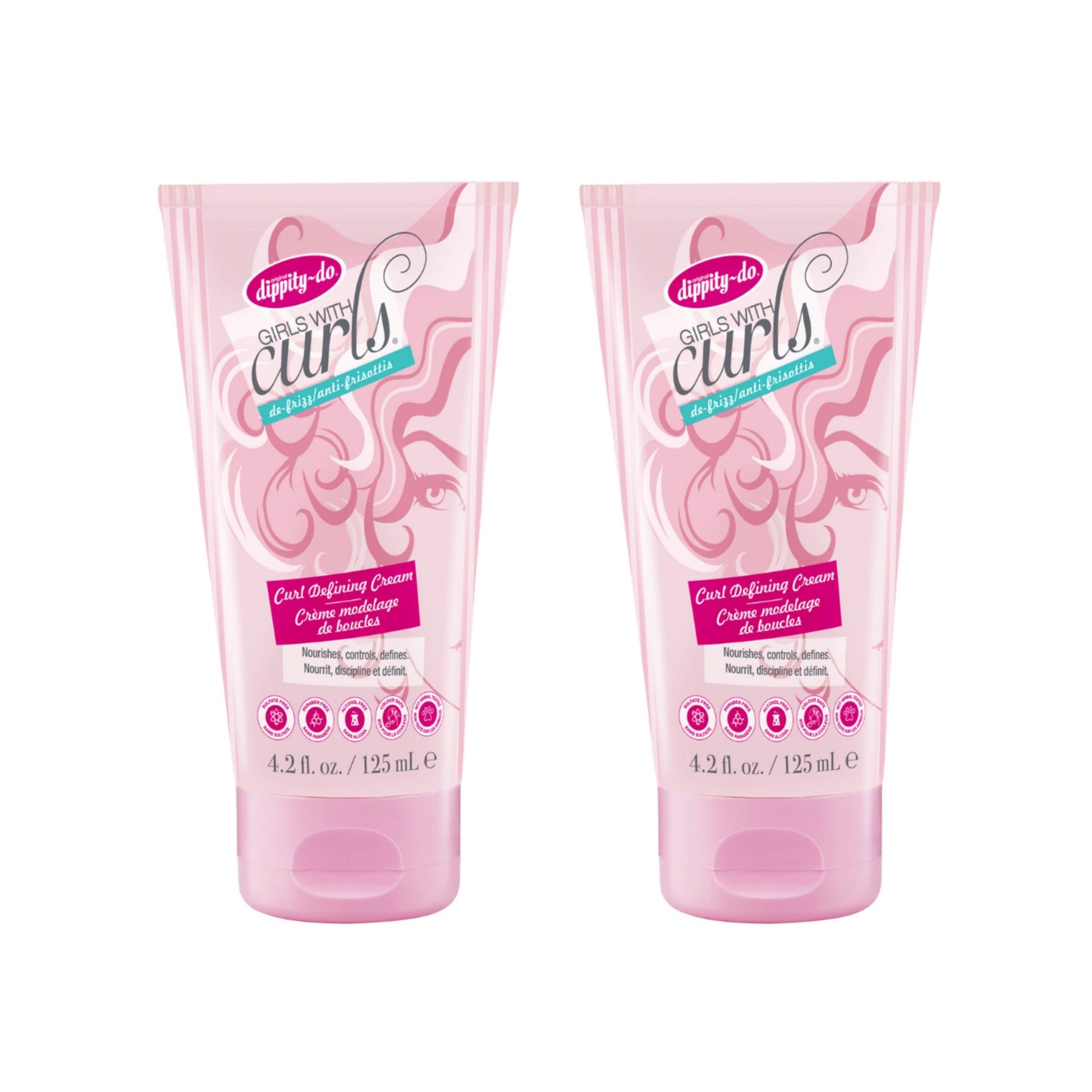White Smoke Dippity Do Girls With Curls Leave-In Curl Defining Cream, Anti-Frizz Styling for Curly & Wavy Hair, Smoothing Cream For Frizzy Hair, Shea Butter, Coconut Oil, Frizz Control, Strengthening, 2 Pack
