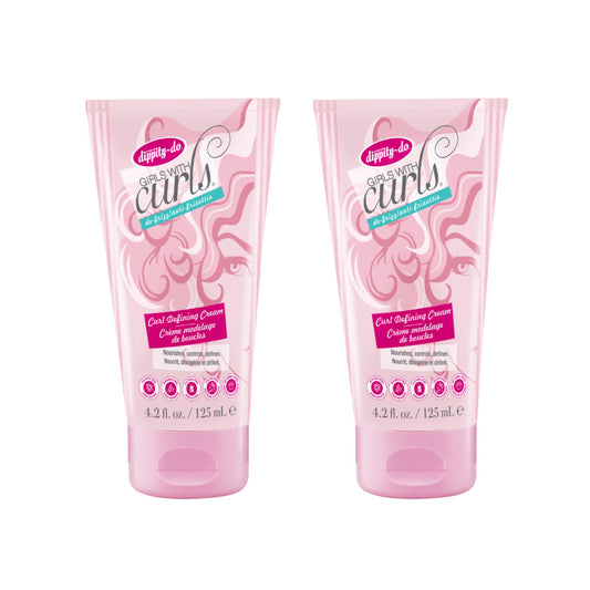 White Smoke Dippity Do Girls With Curls Leave-In Curl Defining Cream, Anti-Frizz Styling for Curly & Wavy Hair, Smoothing Cream For Frizzy Hair, Shea Butter, Coconut Oil, Frizz Control, Strengthening, 2 Pack