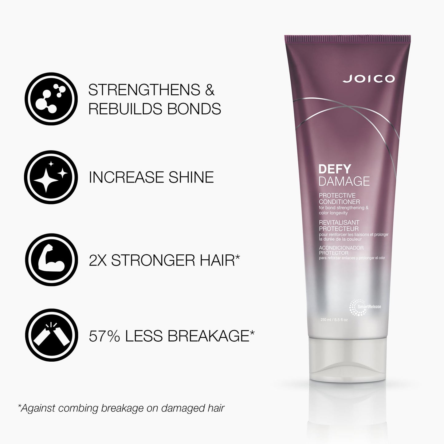 White Smoke Joico Defy Damage Protective Shampoo & Conditioner Set | Preserve Hair Color | For Bond Strengthening & Color Longevity