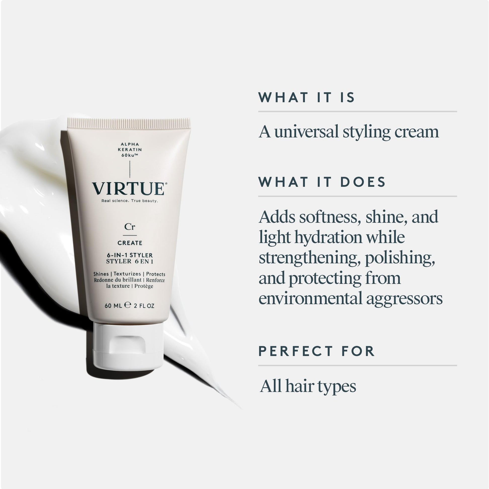 White Smoke Virtue 6-in-1 Hair Styler, Styling Cream