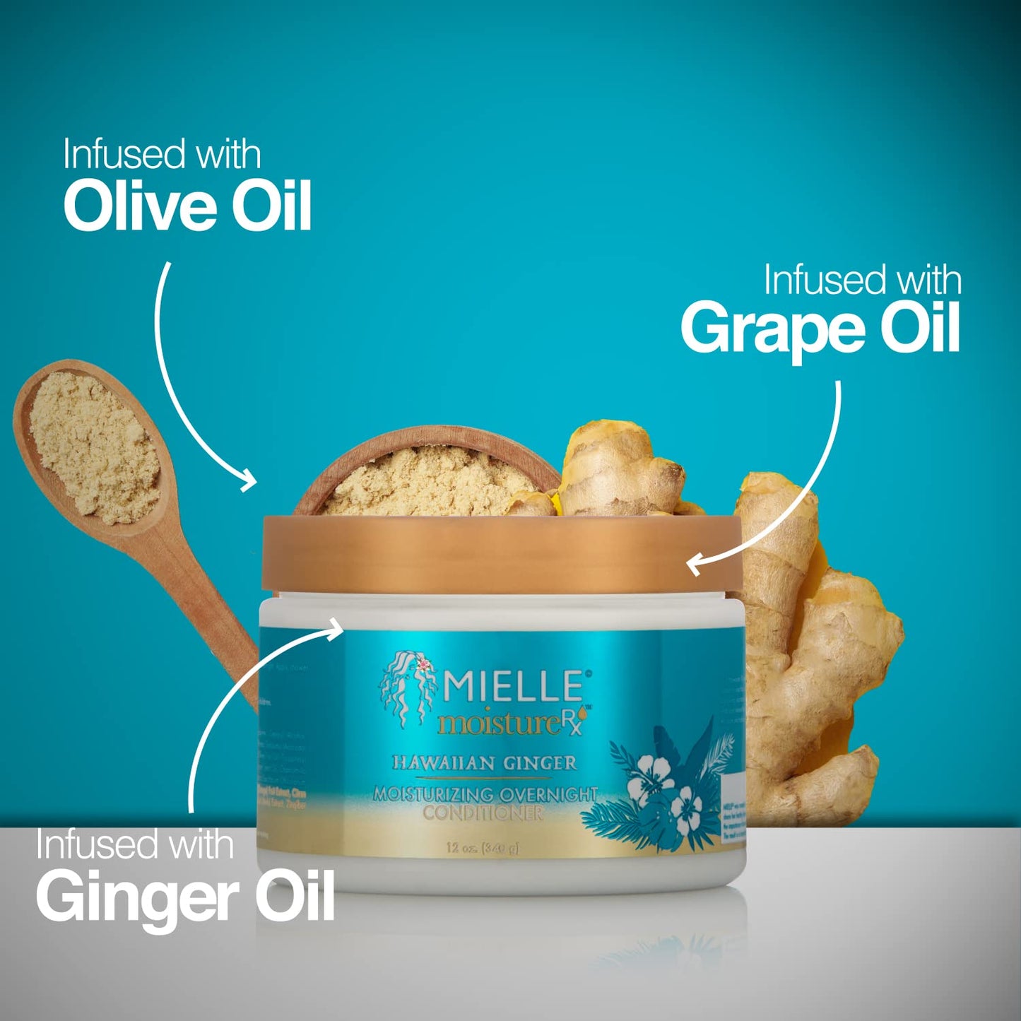 Dark Cyan Mielle Organics Moisture RX Hawaiian Ginger Moisturizing Overnight Conditioner