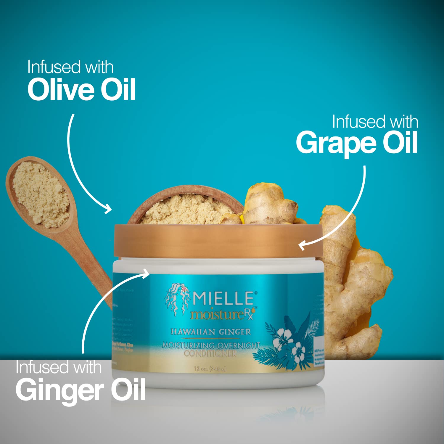 Dark Cyan Mielle Organics Moisture RX Hawaiian Ginger Moisturizing Overnight Conditioner