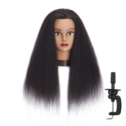 White Smoke Headfix Hair Mannequin Head 100% Real Hair Hairdresser Practice Styling Training Head Cosmetology Manikin Doll Head With Clamp (6F1919B0216)