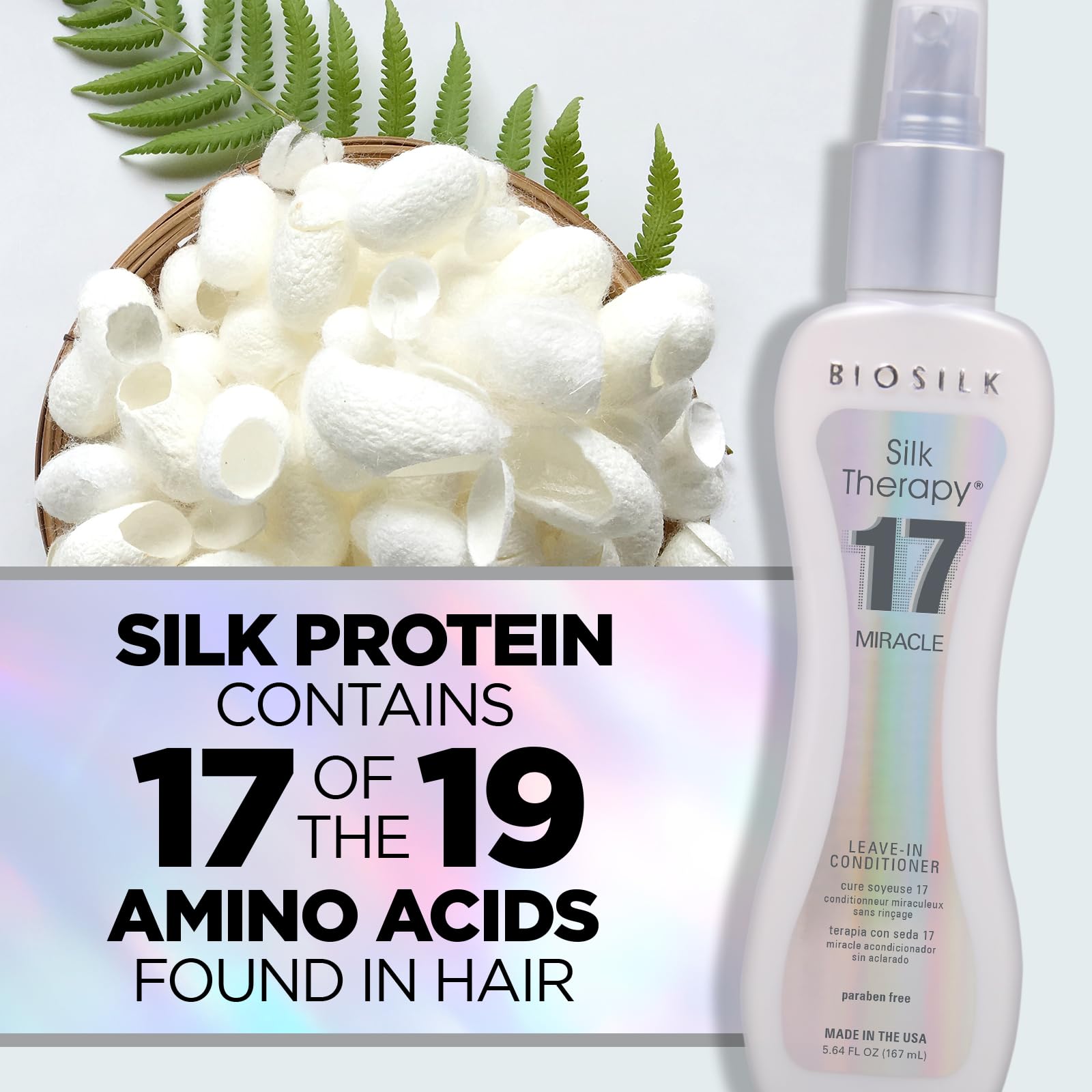 Lavender BioSilk Silk Therapy Miracle 17,Leave-In Conditioner for Dry & Damaged Hair,Reconstructs,Repairs & Hydrates, Adds Shine,Controls Frizz & Defines Curls, Sulfate-Free, Paraben-Free, Cruelty-Free,5.64 Oz