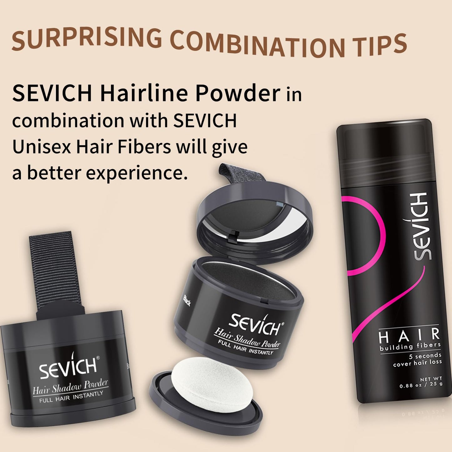 Light Gray Sevich Hairline Powder,Instantly Conceals Hair Loss, Root Touch up Powder, Hair Shadow Toppers for Women & Men, Touch Up for Thinning Gray Hair, Windproof & Sweatproof,Dark brown