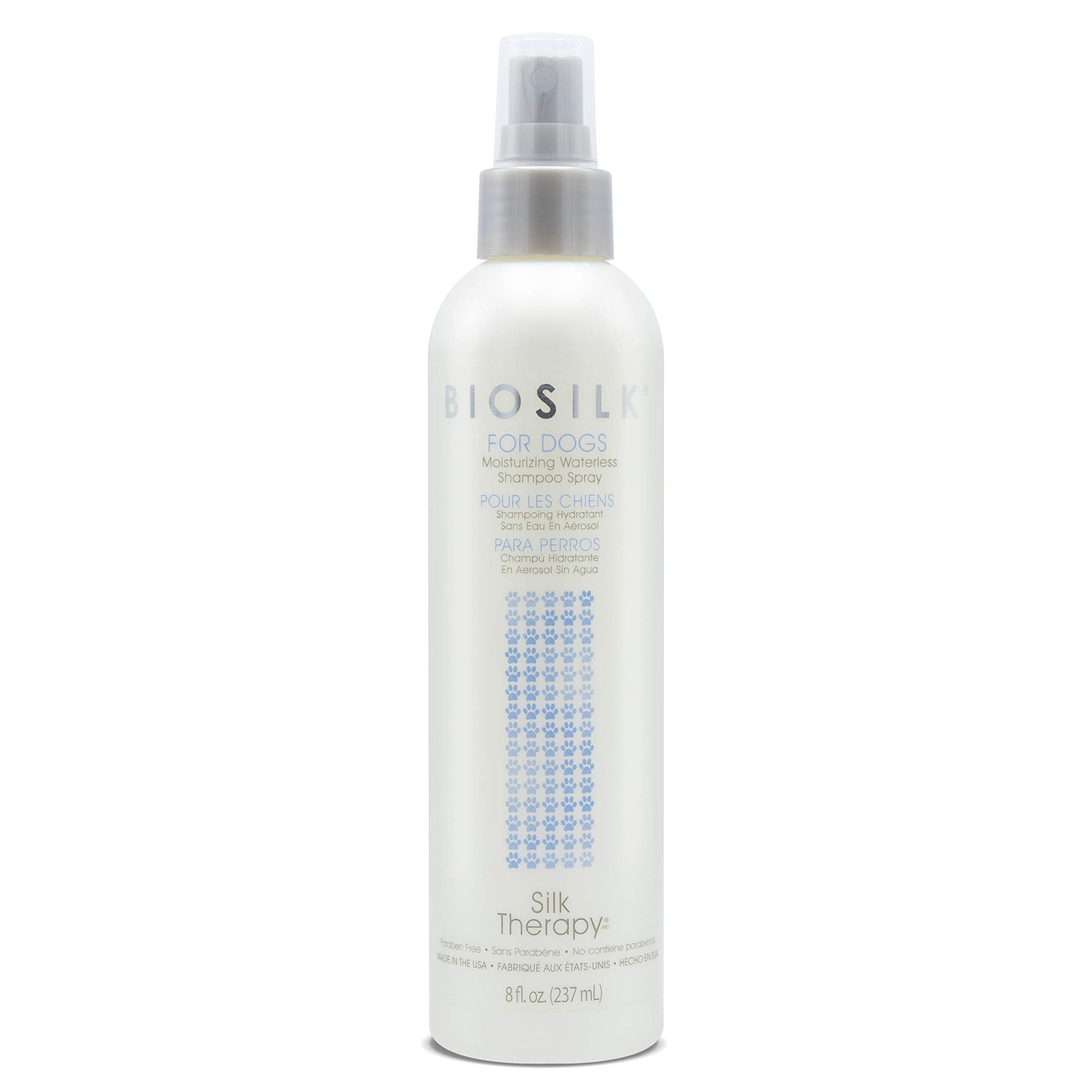 Lavender BioSilk for Dogs Silk Therapy Deep Moisture Waterless Shampoo Spray, No Rinse Between-Bath Dog Grooming Spray, Sulfate and Paraben Free, pH Balanced, Made in USA, 8 Fl Oz