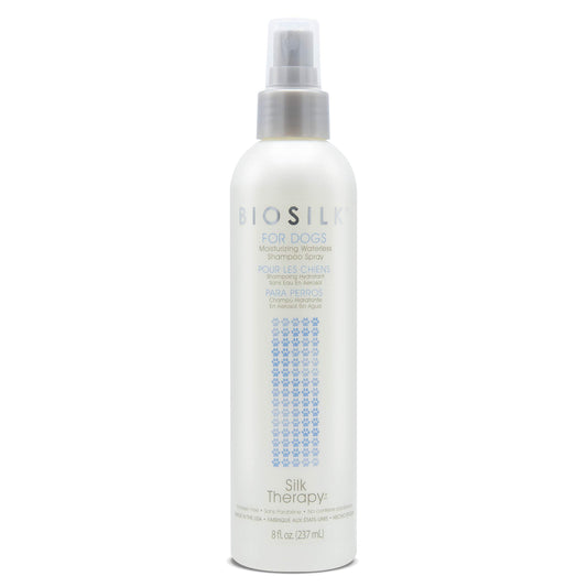 Lavender BioSilk for Dogs Silk Therapy Deep Moisture Waterless Shampoo Spray, No Rinse Between-Bath Dog Grooming Spray, Sulfate and Paraben Free, pH Balanced, Made in USA, 8 Fl Oz