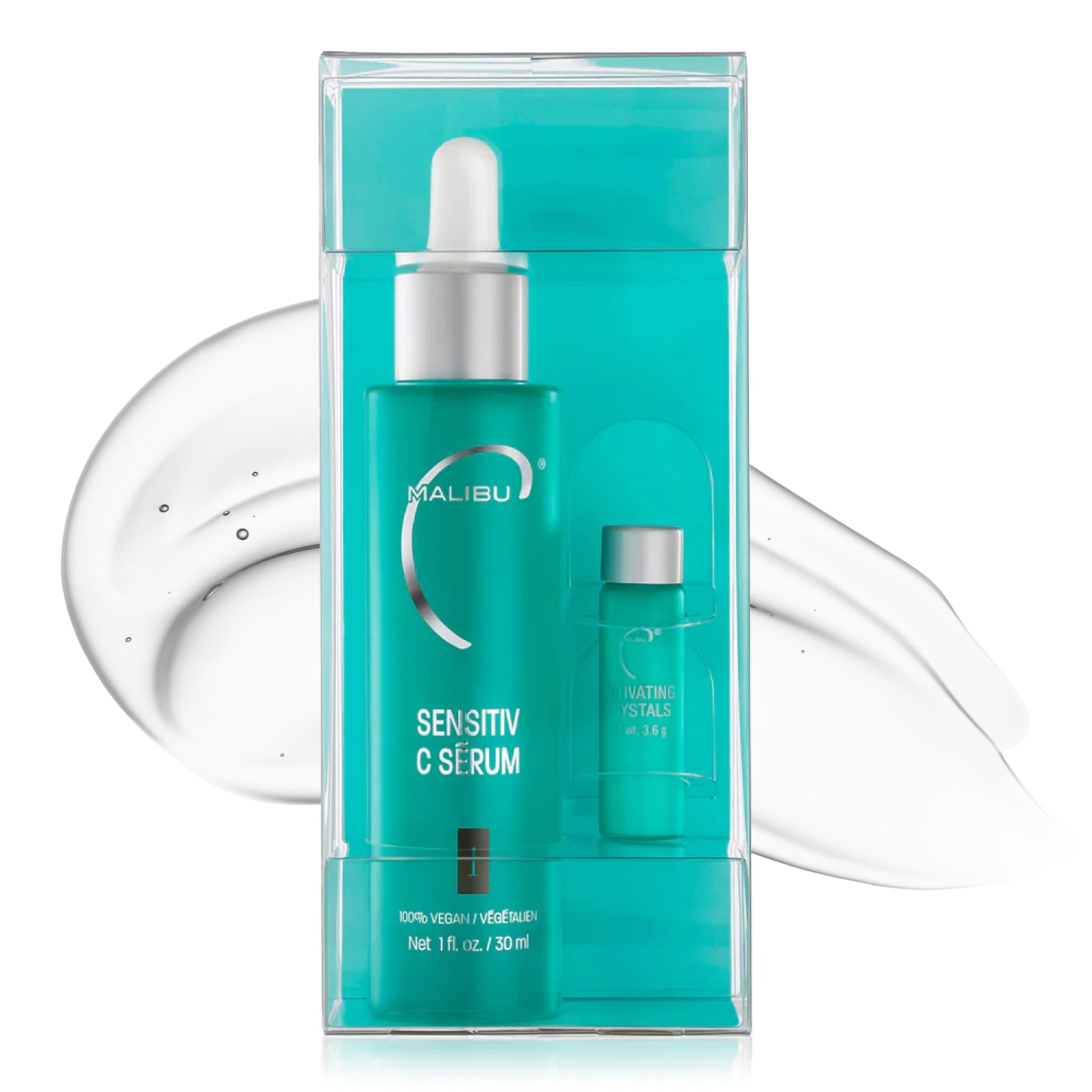 White Smoke Malibu C Sensitiv C Face Serum - Vitamin C Serum for Combination & Sensitive Skin - Balances, Brightens & Protects with Ascorbic Acid, Allantoin & Pro Vitamin B5 (1 fl oz)