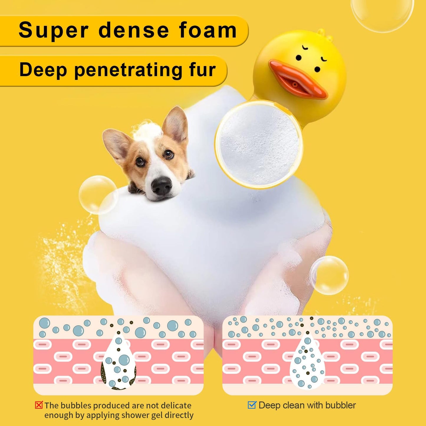 Sandy Brown Electric Dog Shampoo Dispenser Dog Shampoo Sprayer Duck Shampoo Foamer for Pet, Foaming Soap Dispenser for Bathtub, Kitchen Sink Cleaning