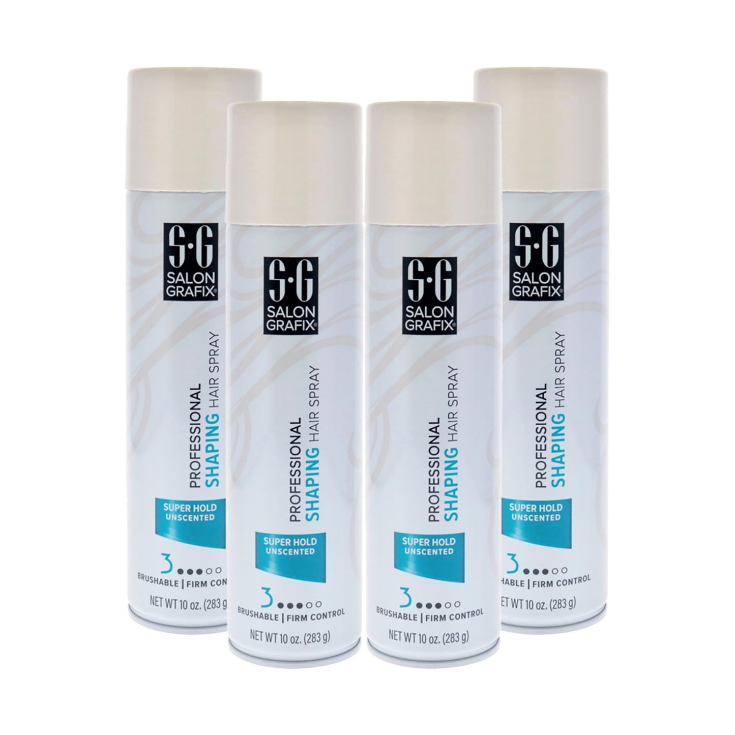 Light Gray Salon Grafix Shaping Hair Spray - Flexible and Brushable - Hairspray for Women and Men - Professional Quality Results - Super Hold Unscented - 4 pc.