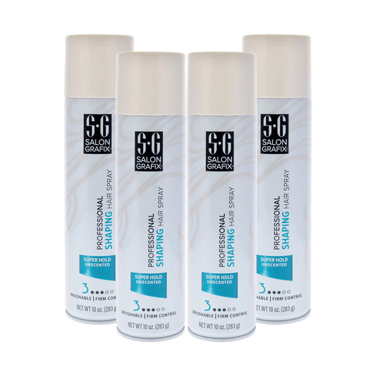 Light Gray Salon Grafix Shaping Hair Spray - Flexible and Brushable - Hairspray for Women and Men - Professional Quality Results - Super Hold Unscented - 4 pc.