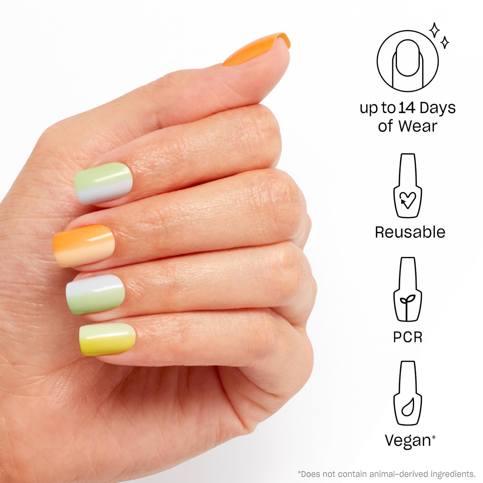White Smoke OPI On Point Hue-cid Dreams | Short Squoval Pastel Rainbow Nail Art Press On Nails | 30 Count with Nail Glue | Long Lasting, Reusable, Non-damaging