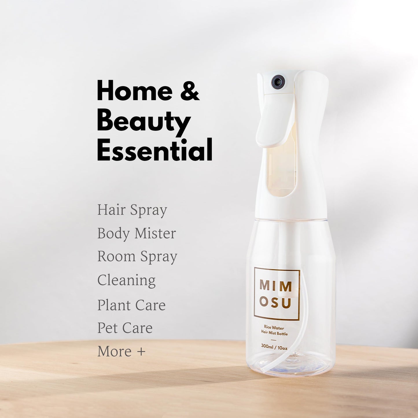 Lavender mimosu Continuous Mist Spray Bottle, 10oz – Refillable Sprayer for Hair Styling, Salon, Rice Water DIY, Curly Care Product