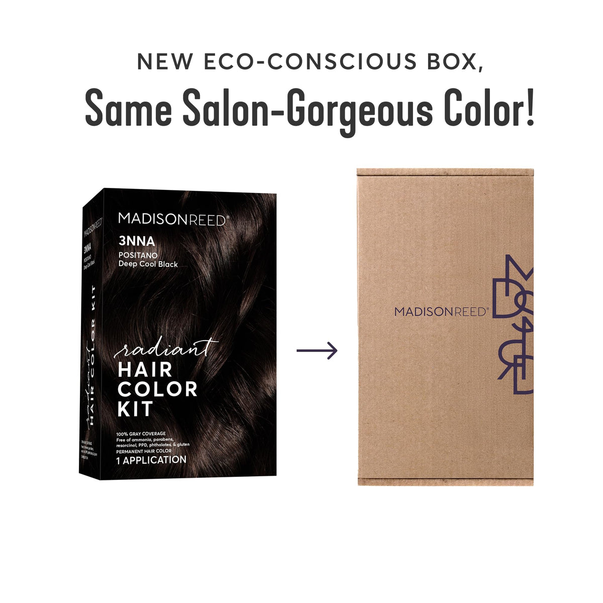 White Smoke Madison Reed Radiant Hair Color Kit - 3NNA Cool Black-Brown with Ash Undertones (Positano Black), Dimensional Gray Hair Blending Permanent Hair Dye, PPD-Free & Ammonia-Free, 1 Pack