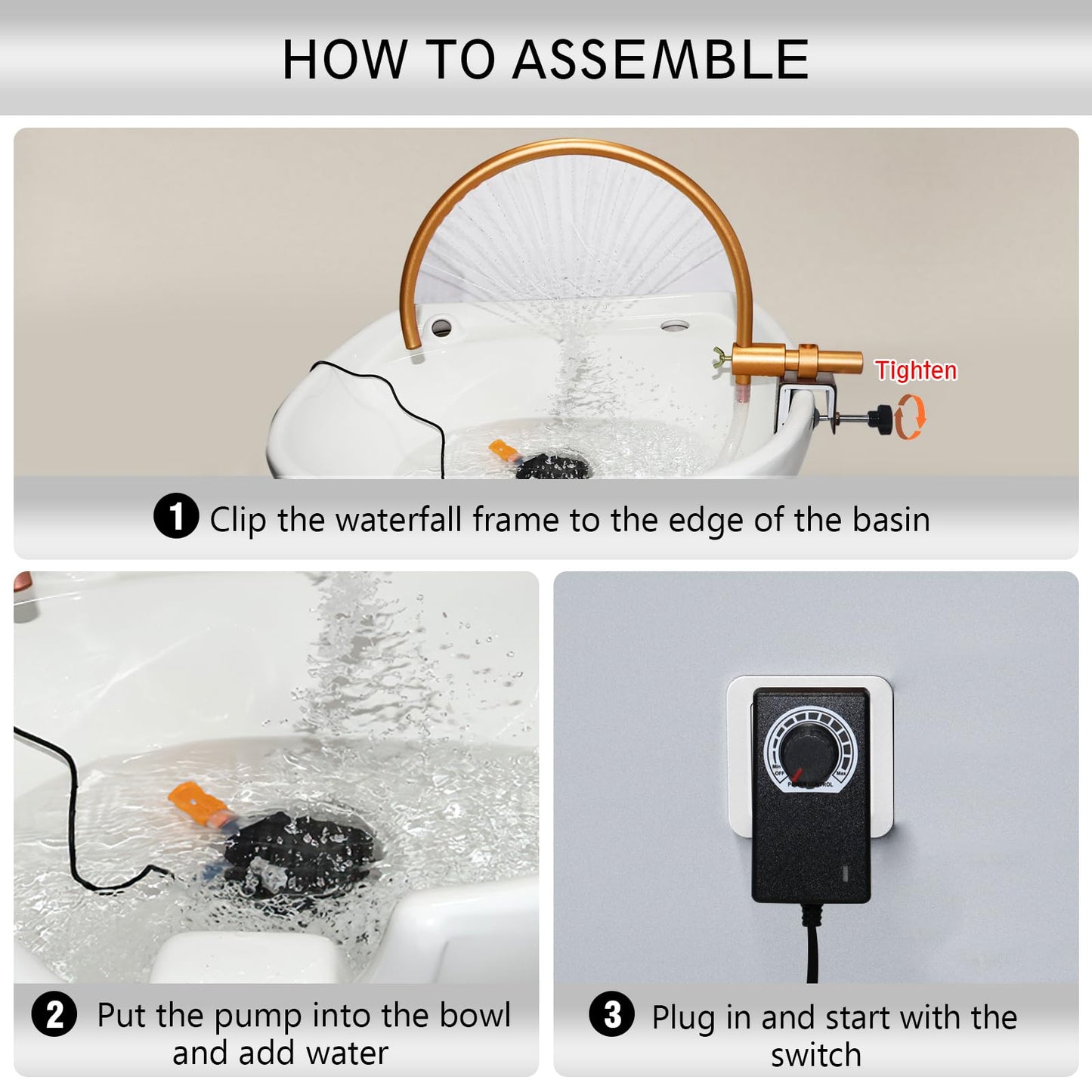 Gray Head Spa Tool for Water Circulation, Hair Salon Equipment At Home, Shampoo Sink Accessories, Portable and Adjustable, Waterfall