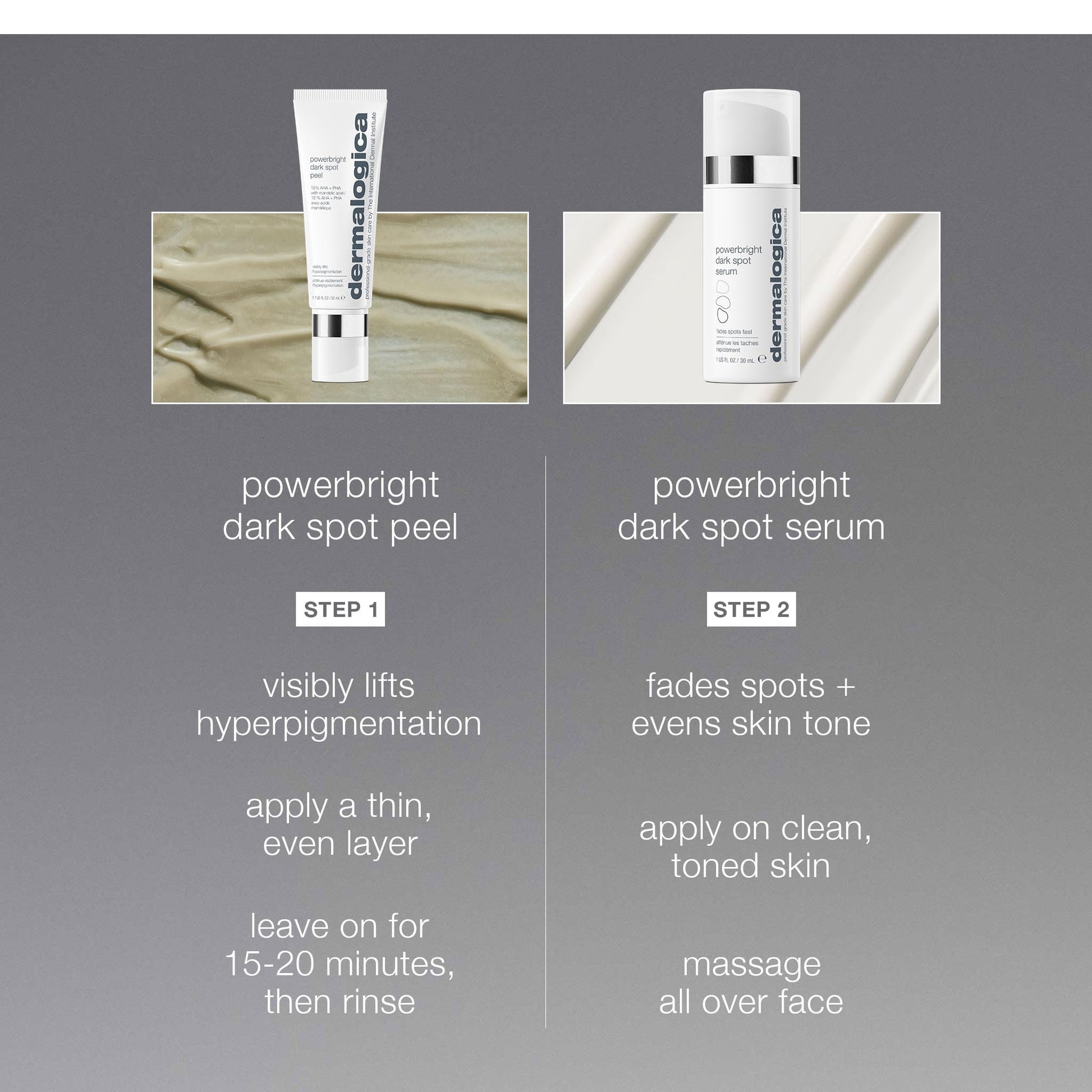 Dim Gray Dermalogica PowerBright Dark Spot System Skin Care Kit, Includes Face Serum and Peel - Fade, Lift, and Prevent Dark Spots and Hyperpigmentation