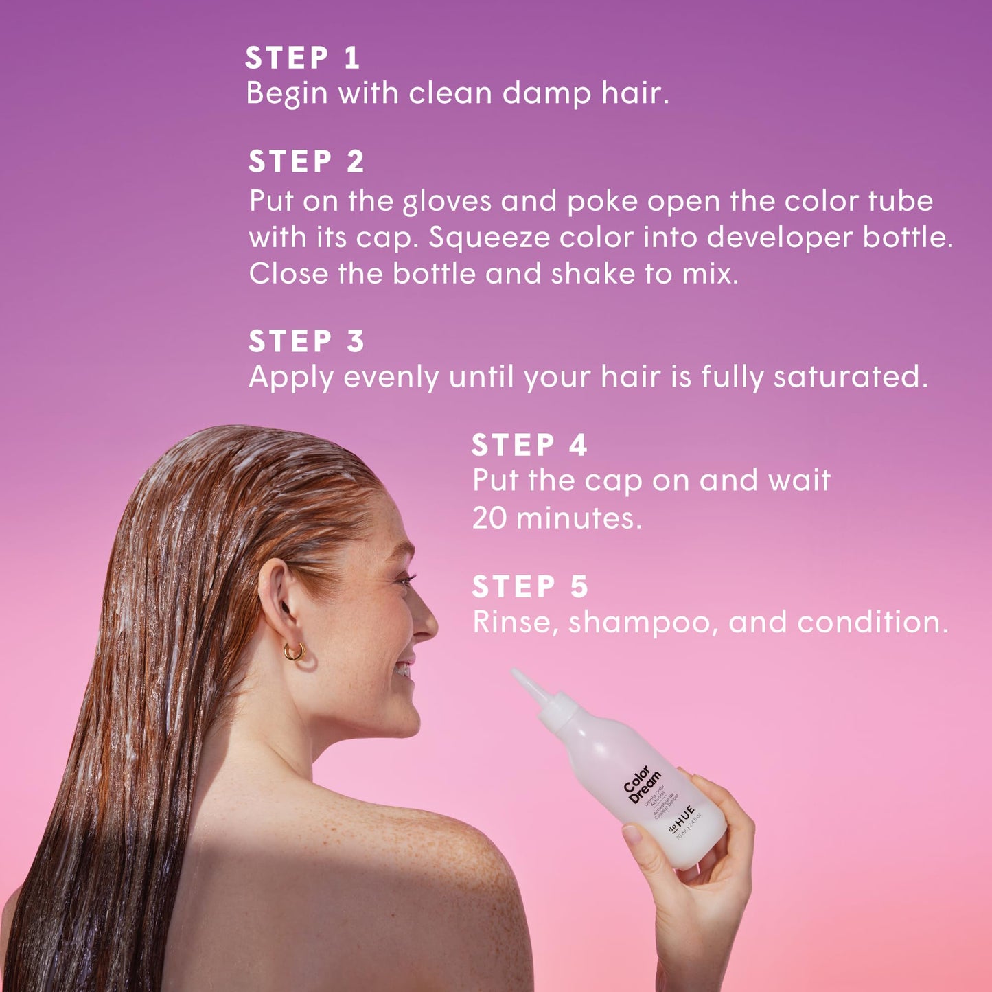 Medium Orchid dpHUE Color Dream, Medium Brown - Ammonia-Free, Demi-Permanent Hair Color - Lasts 16 Washes - Boosts Shine - Paraben & Sulfate Free, Leaping Bunny Certified