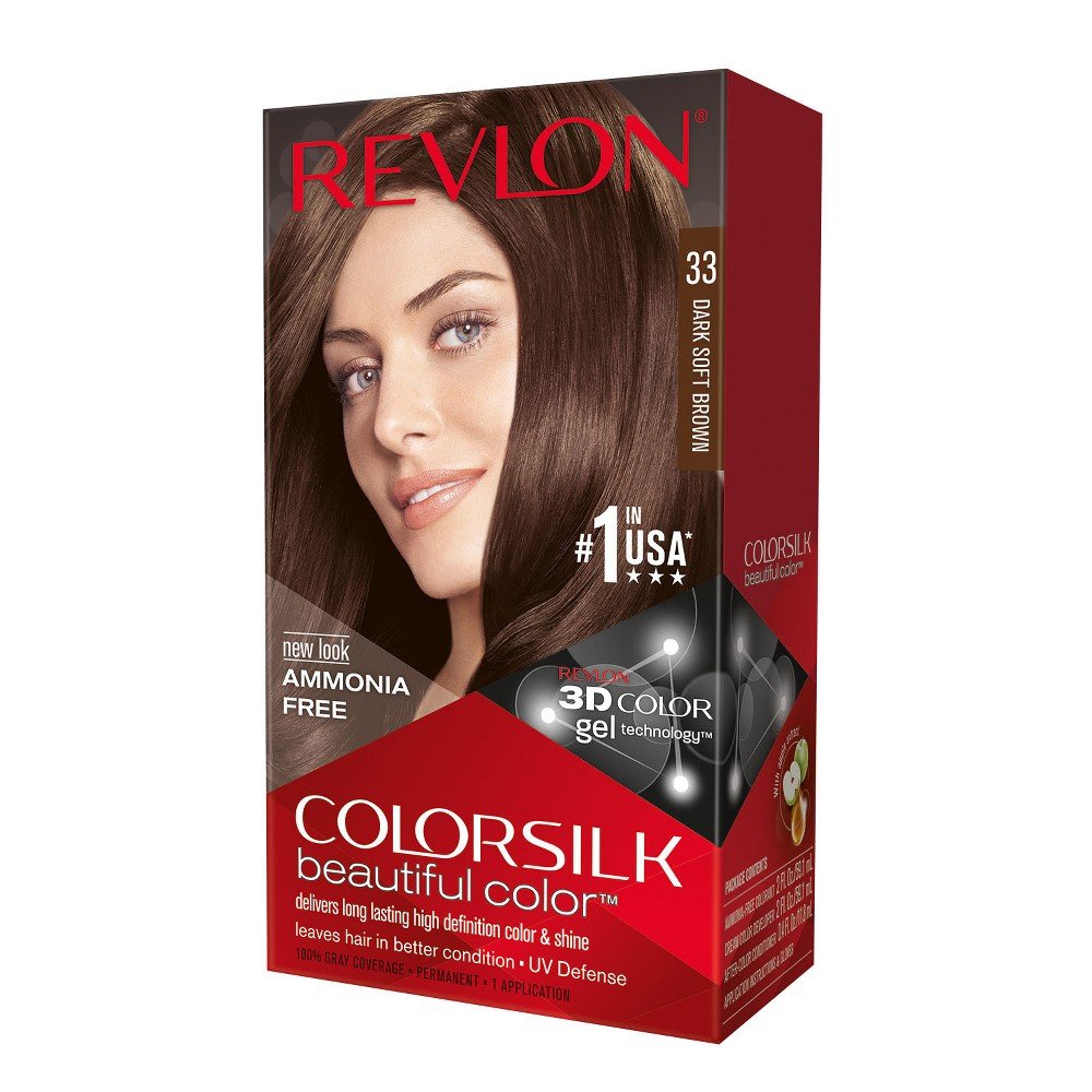 White Smoke Revlon ColorSilk Beautiful Color, 33 Dark Soft Brown 1 ea (Pack of 4)