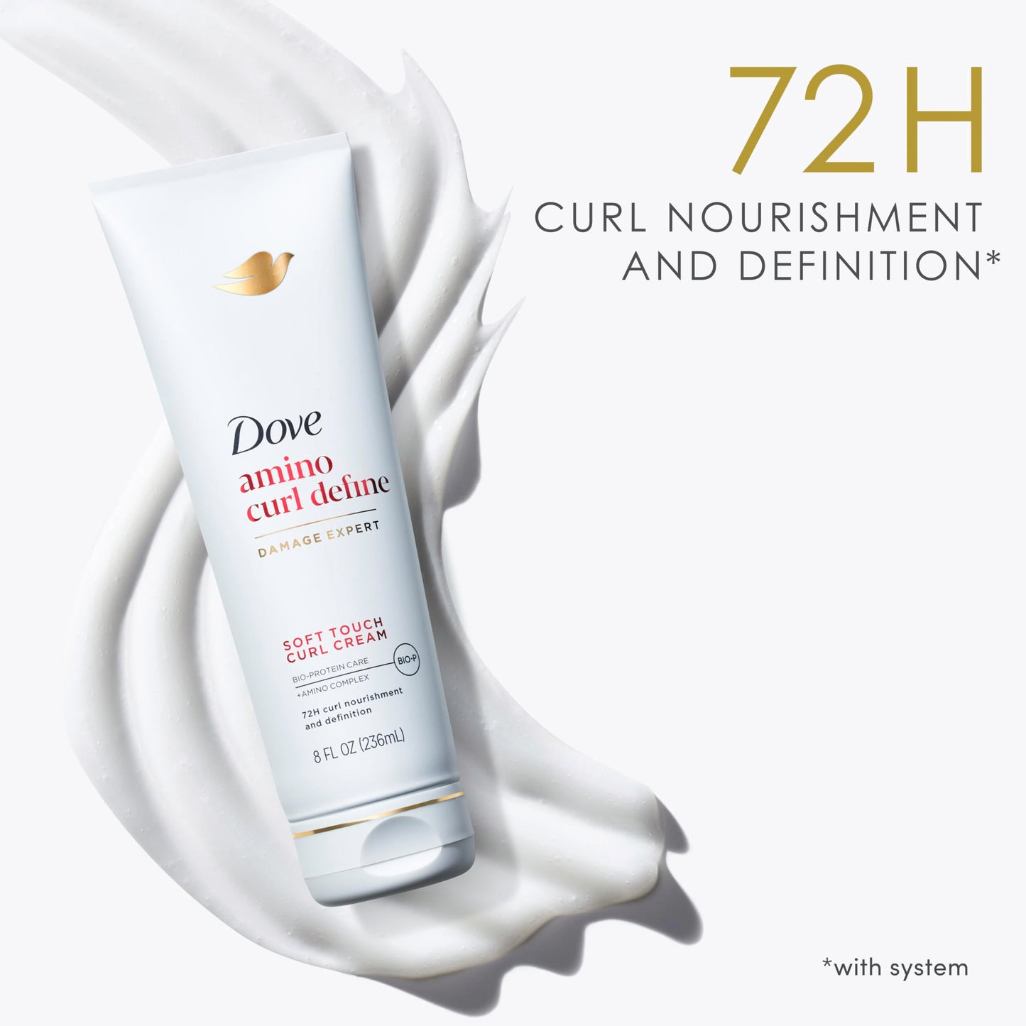 White Smoke Dove Curl Cream Amino Curl for Curly, Coily Hair with Bio-Protein Care Technology + Amino Complex 8 Fl Oz