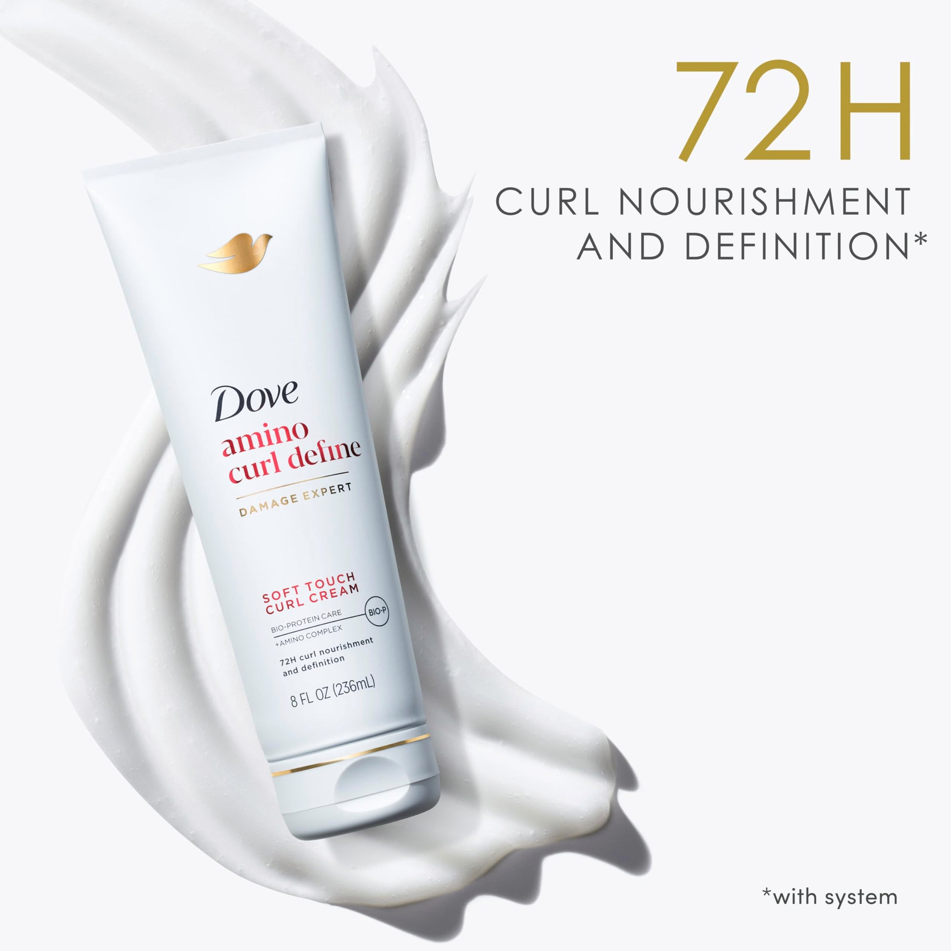 White Smoke Dove Curl Cream Amino Curl for Curly, Coily Hair with Bio-Protein Care Technology + Amino Complex 8 Fl Oz