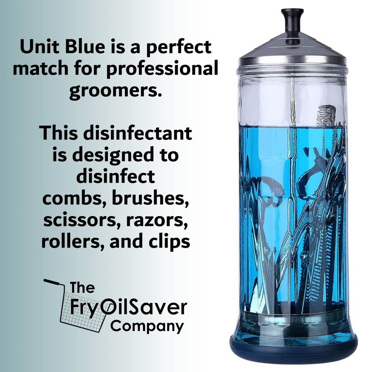 White Smoke Unit Blue Germicidal Barber Disinfectant Liquid Cleaner Concentrate for Barbers - Anti-Rust Formula to Sterilize Scissors, Clips, Razors, Brush & Combs - 65 Sachets Makes 65 QT Solution at 1600 PPM