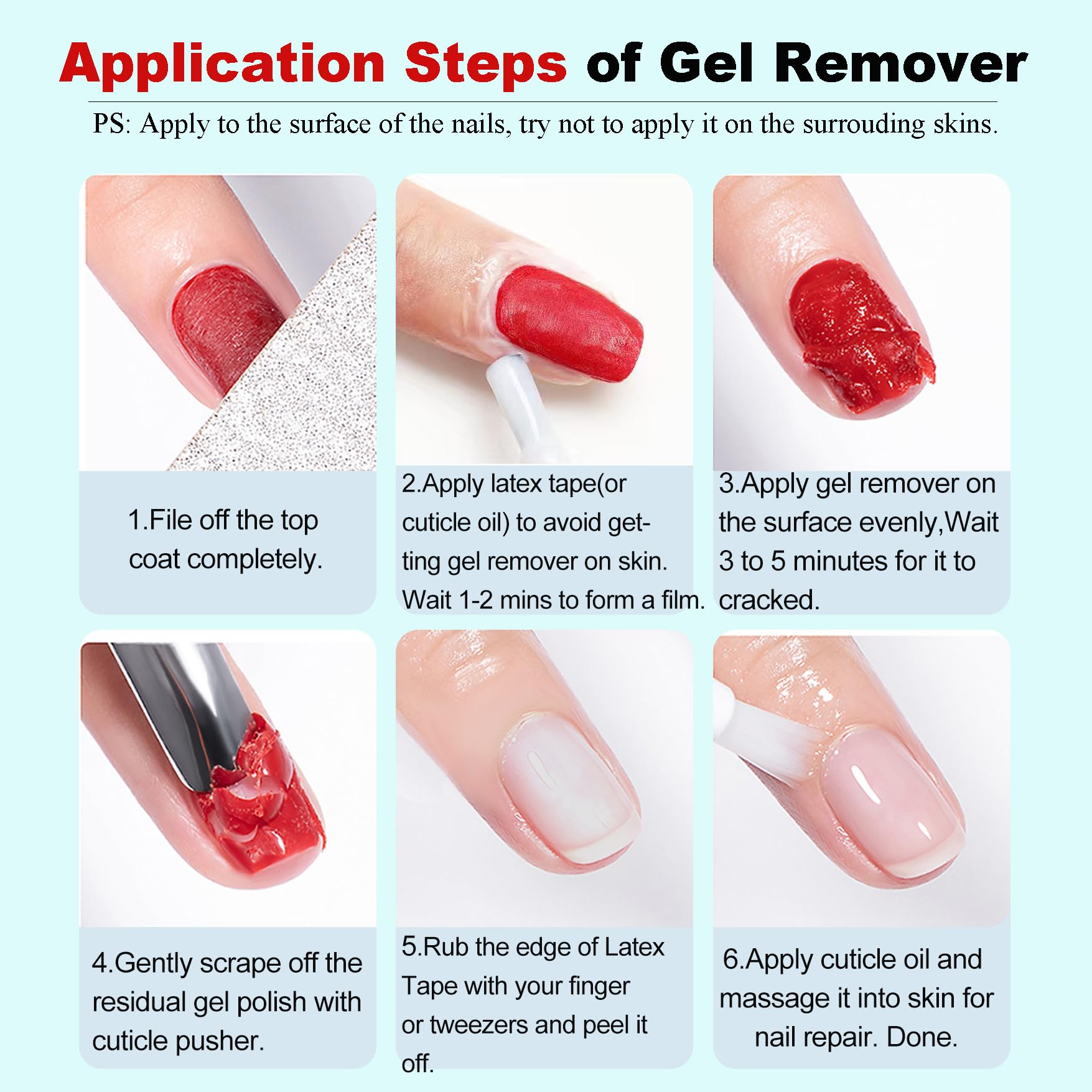 White Smoke Gel Nail Polish Remover, Gel Remover Kit with Liquid Latex for Nails, No Need to Wrap or Soak, Removes Nail Polish in 2-5 Minutes, Acetone Free, Not Damage to Nails, with Manicure Tools
