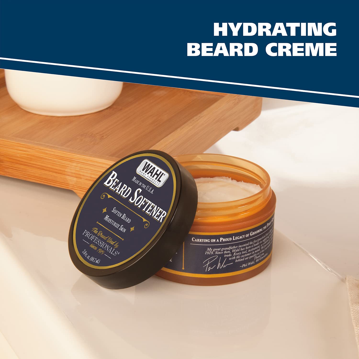 Gray WAHL Beard Creme for Softening Moisturizing Conditioning Facial Hair