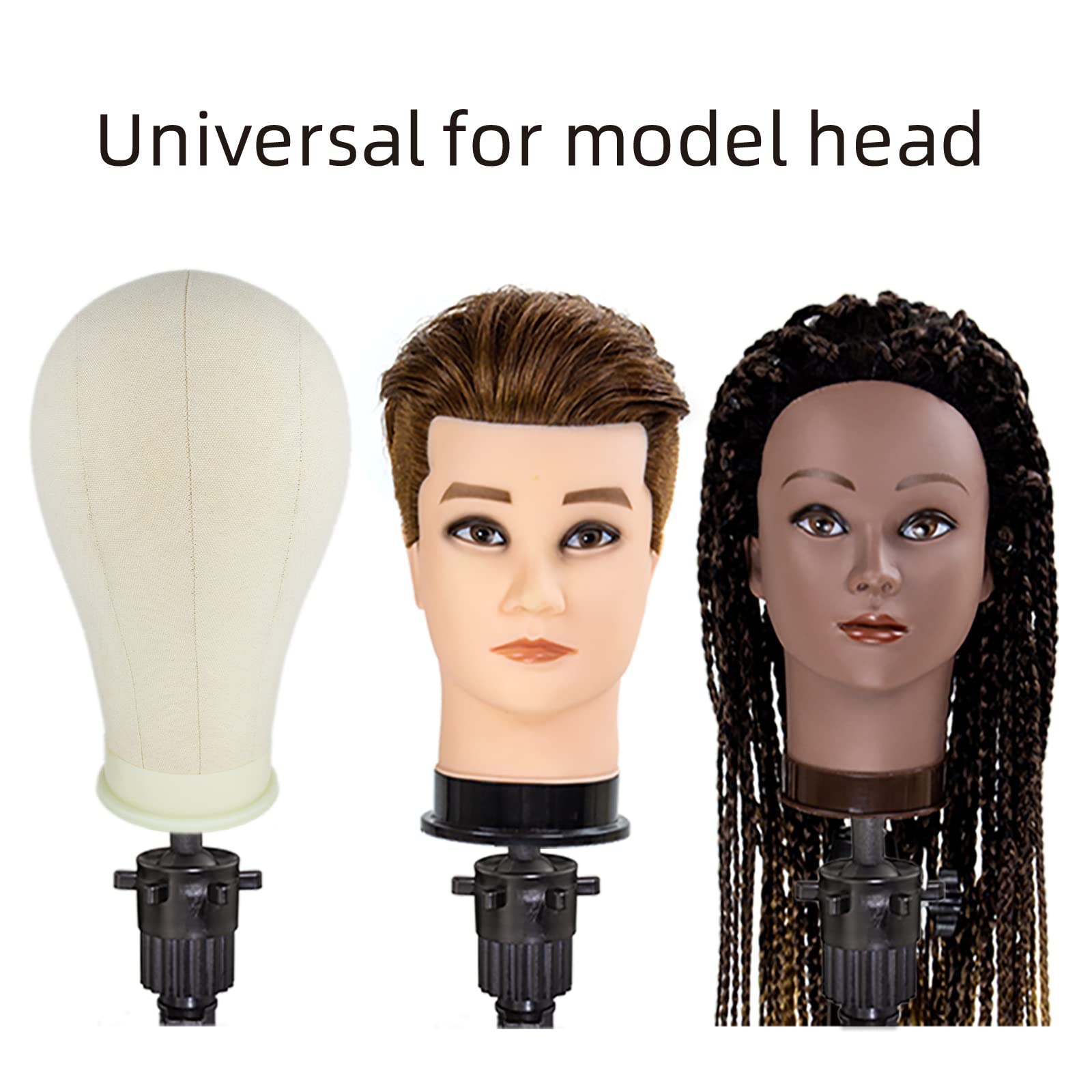 White Smoke LUNGCYX 23Inch Wig Stand Tripod,Canvas Wig Head Stand Mannequin Head Foldable Wig Stand Set for Making Display with Table Clamp,Wig Cap & T Pins