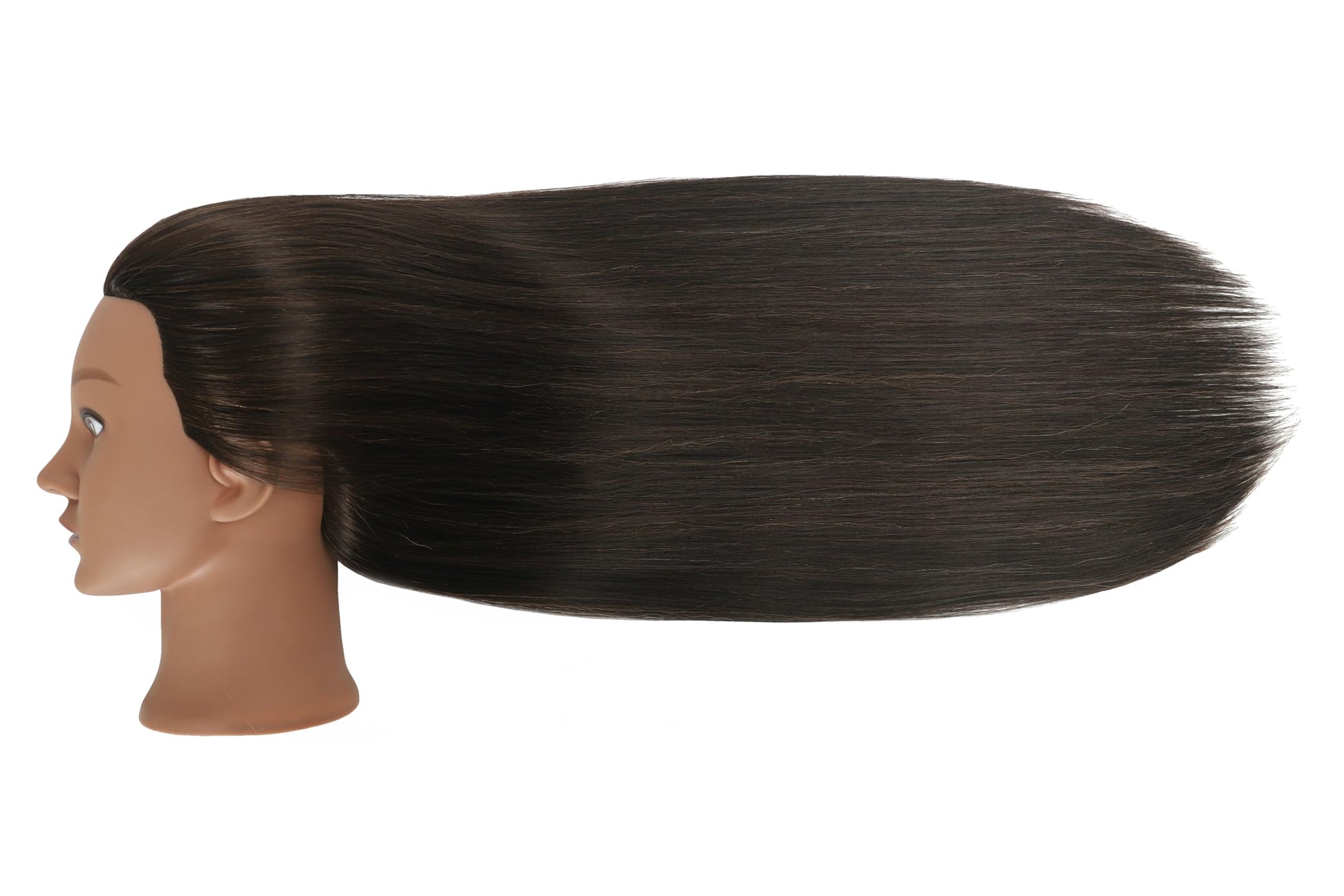 White Smoke EVATEC 30 inches Long Brown 80% Real Human Hair Mannequin Head with Stand for Braiding Styling Updos Curling Cutting Practice Cosmetology Training Display with Stand