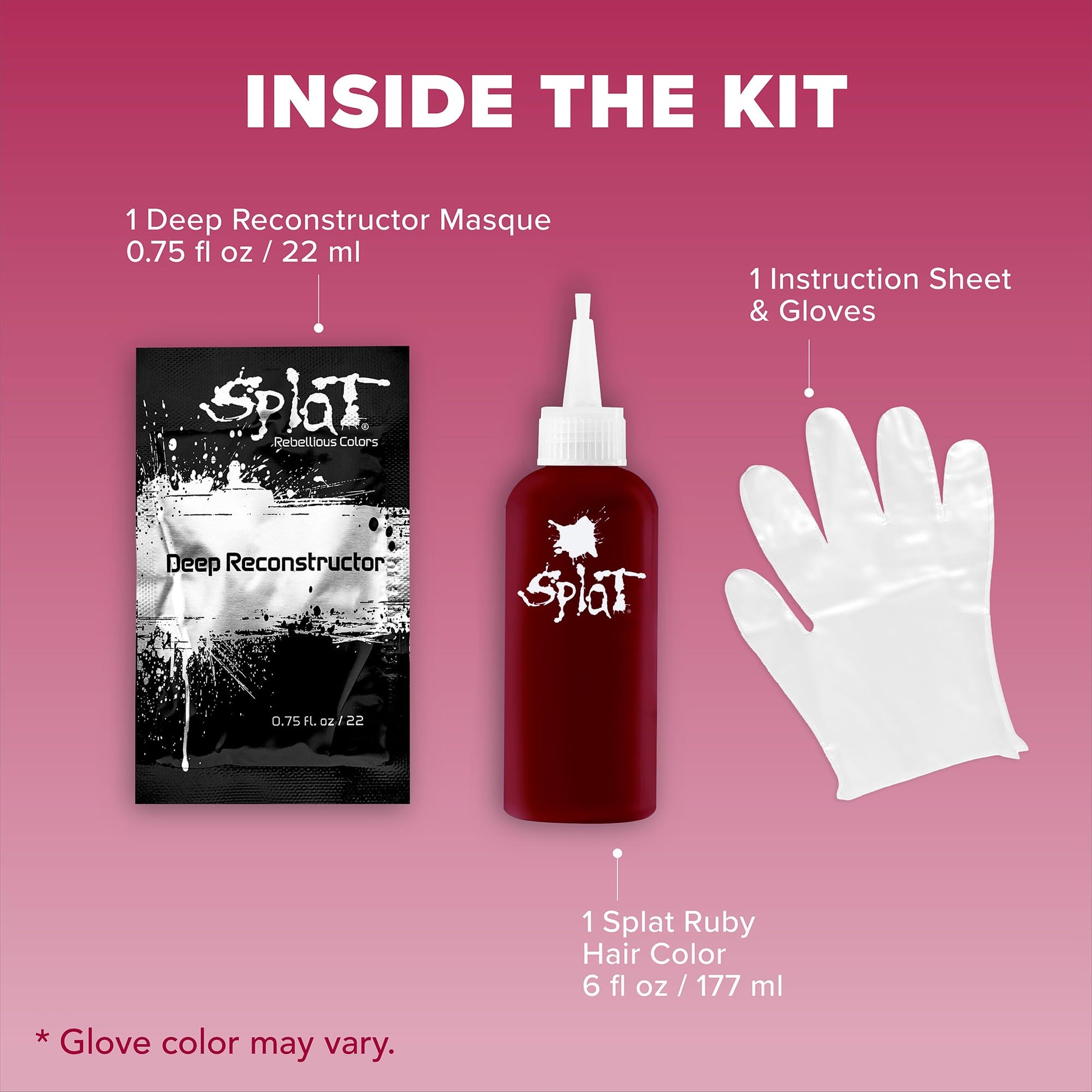 Rosy Brown Splat Vegan and Cruelty-Free Semi-Permanent Hair Color Dye (6 Fl Oz, MIDNIGHT RUBY)