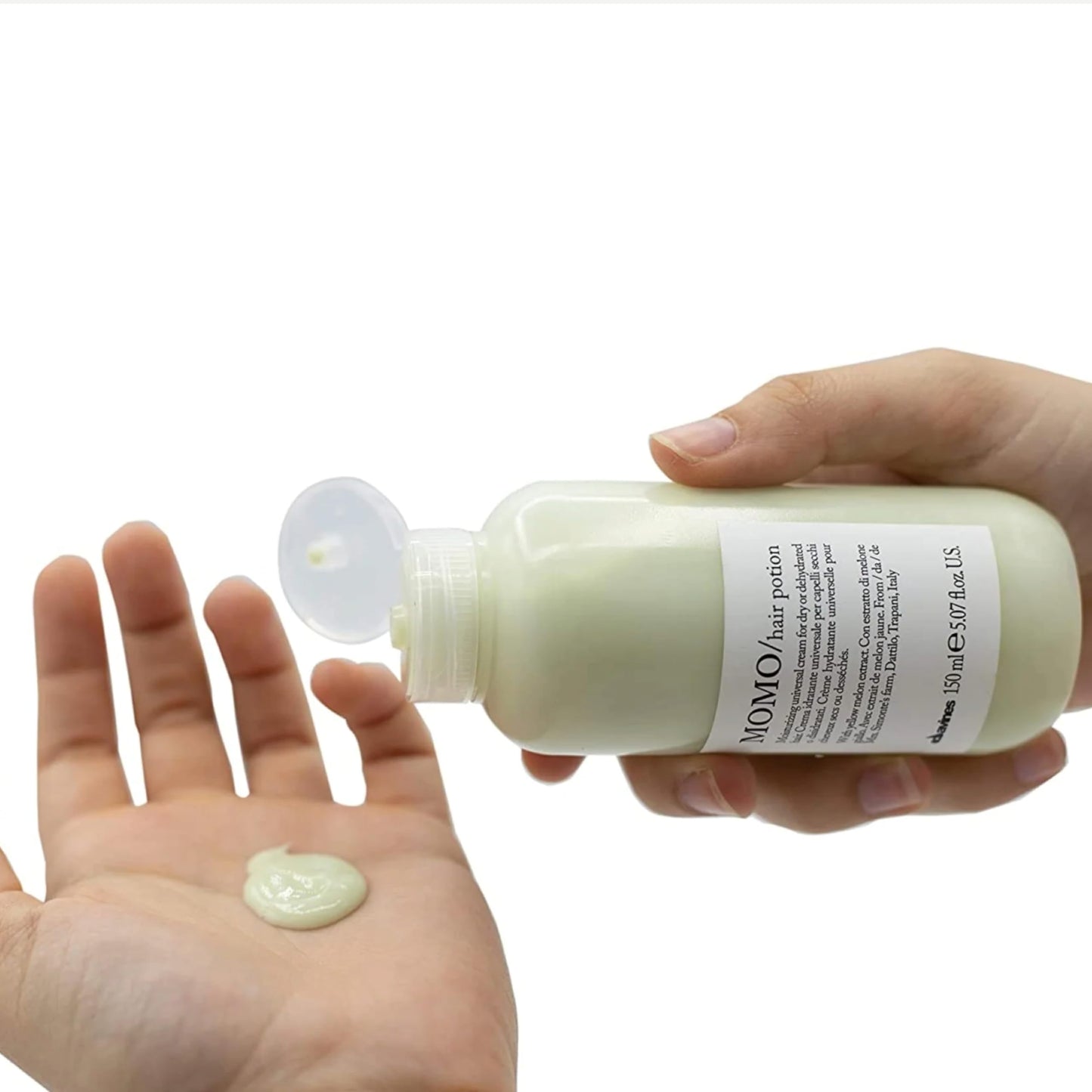 White Smoke Davines MOMO Potion, Leave-In Combing Cream with Moisturizing Formula for Dry and Dehydrated Hair - Restores Hydration, Softness, and Shine with Melon Extract, Weightless, 5.07 Fl Oz