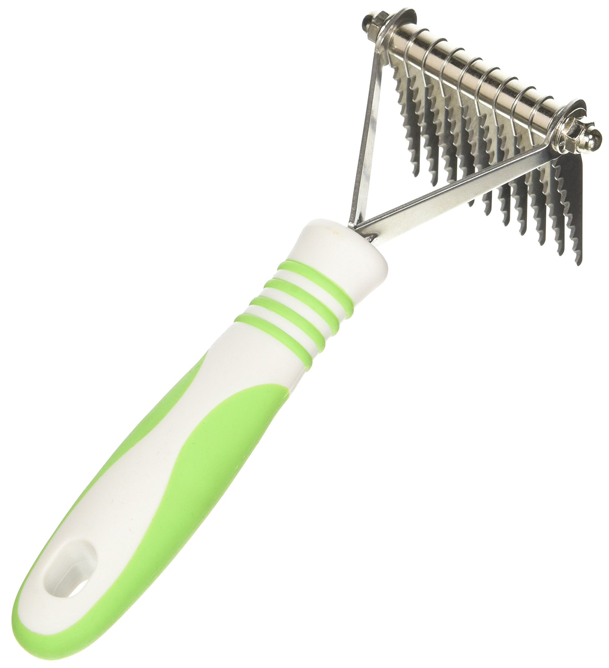 White Smoke Andis 66050 De-Matting Rake with 10 Blades - Grooming Brush with Safety Edges & Promotes Healthy Skin & Coat - Non-Slip Handle, De-Shedding & Perfect for Long-Haired Breeds – 1 Pack, Green