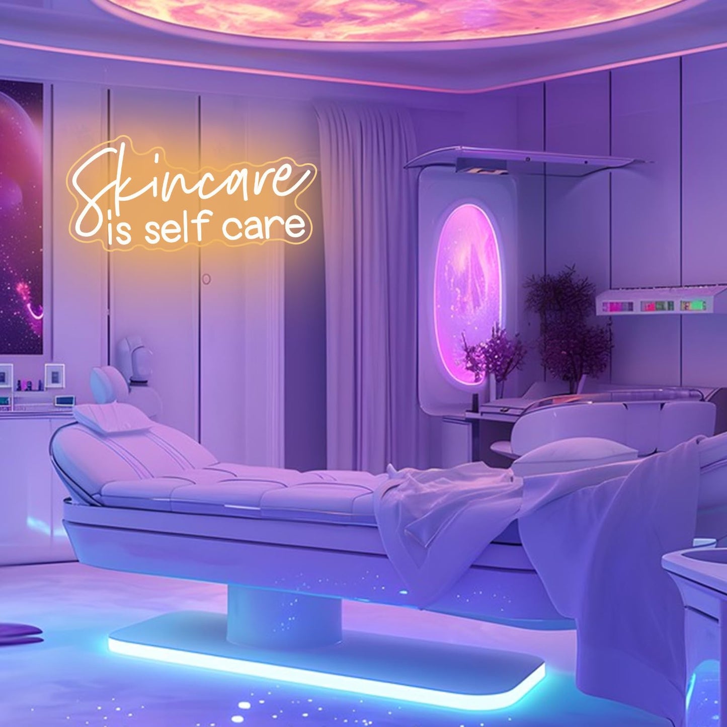 Dark Slate Blue Skin Care Is Self Care Neon Sign Warm White LED Neon Light for Beauty Salon Wall Decor Neon Signs for Facial Spa Business Skin Care Salon Beauty Parlor Manicure Salon Eyelash Room Decorations