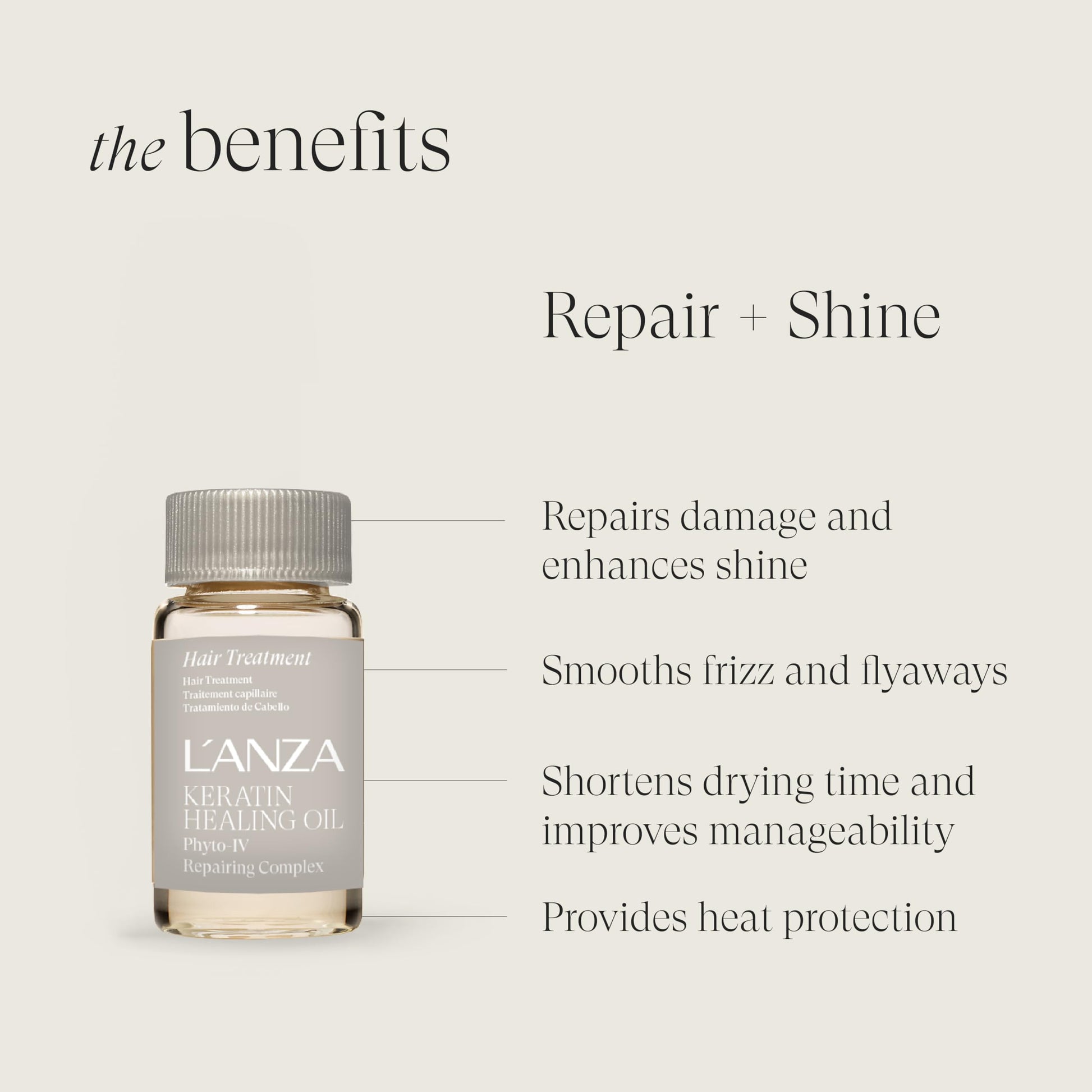 Lavender L'ANZA Keratin Healing Oil Hair Treatment, Hair Oil Revives & Nourishes Dry Damaged Hair & Scalp, Sulfate Free with Phyto IV Complex, Cruelty Free Volumizing Hair Care with UV Protection