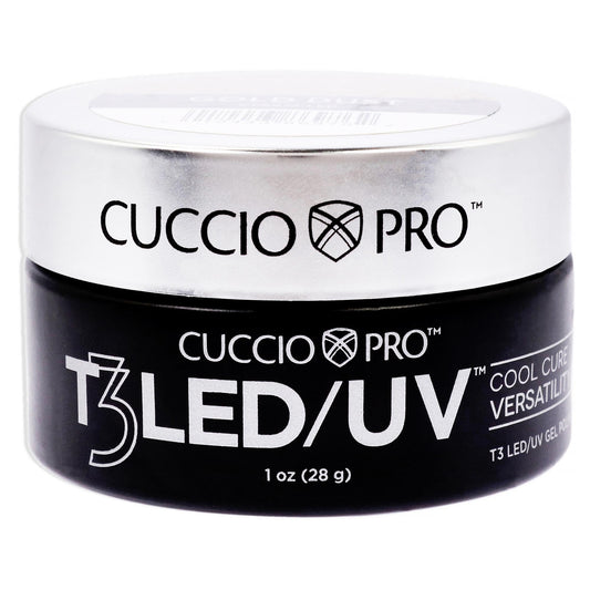 Black Cuccio Pro T3 LED/UV Cool Cure Versatility Gel - Self-Levelling - Incredibly Flexible - Strong Adhesion - High Shine Finish - Fast Application - Quick Cure - Gold Dust - 1 Oz Nail Gel