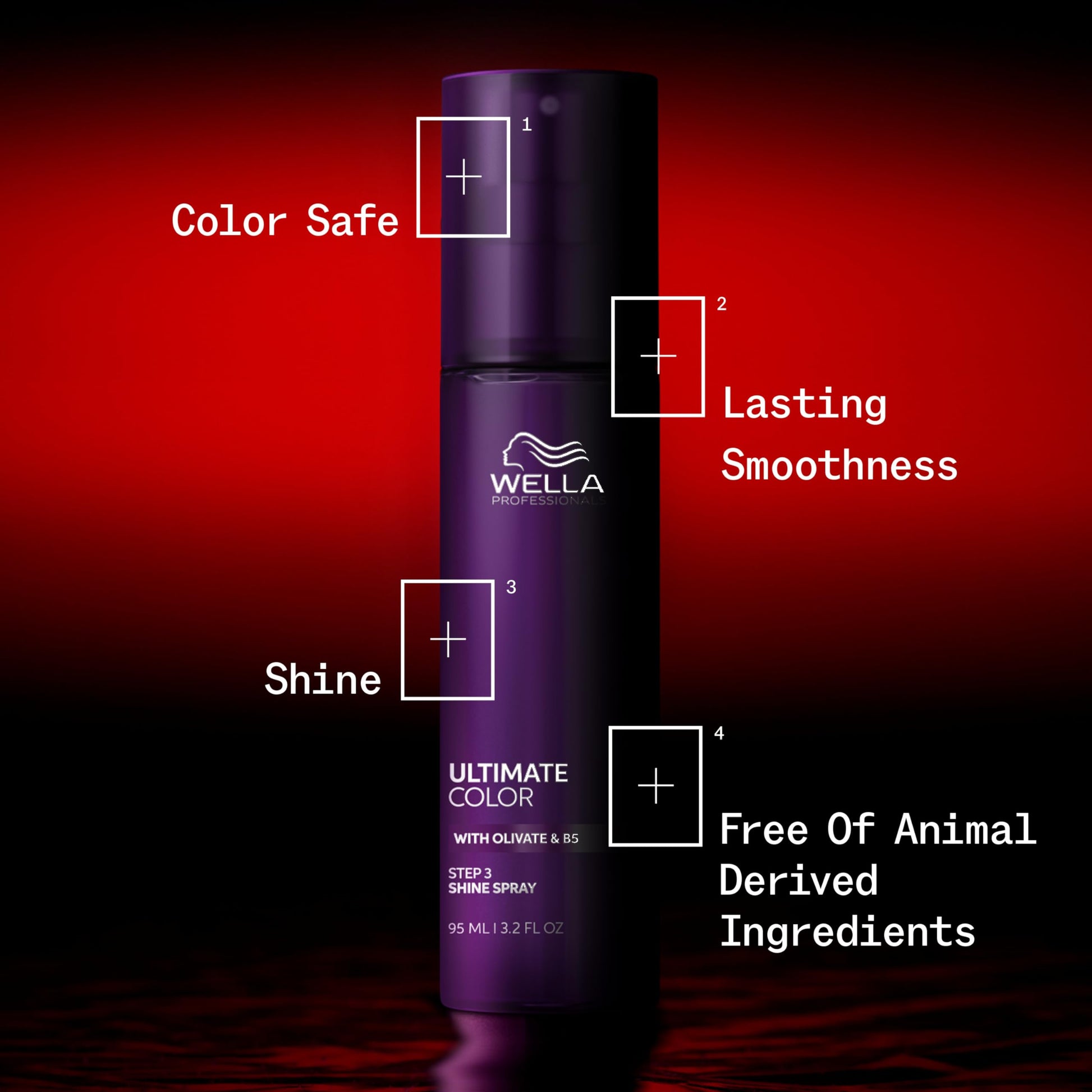 Black Wella Professionals Ultimate Color Shine Spray | Shine and Lasting Smoothness | For All Color-Treated Hair | 3.2 Fl Oz | 95ml