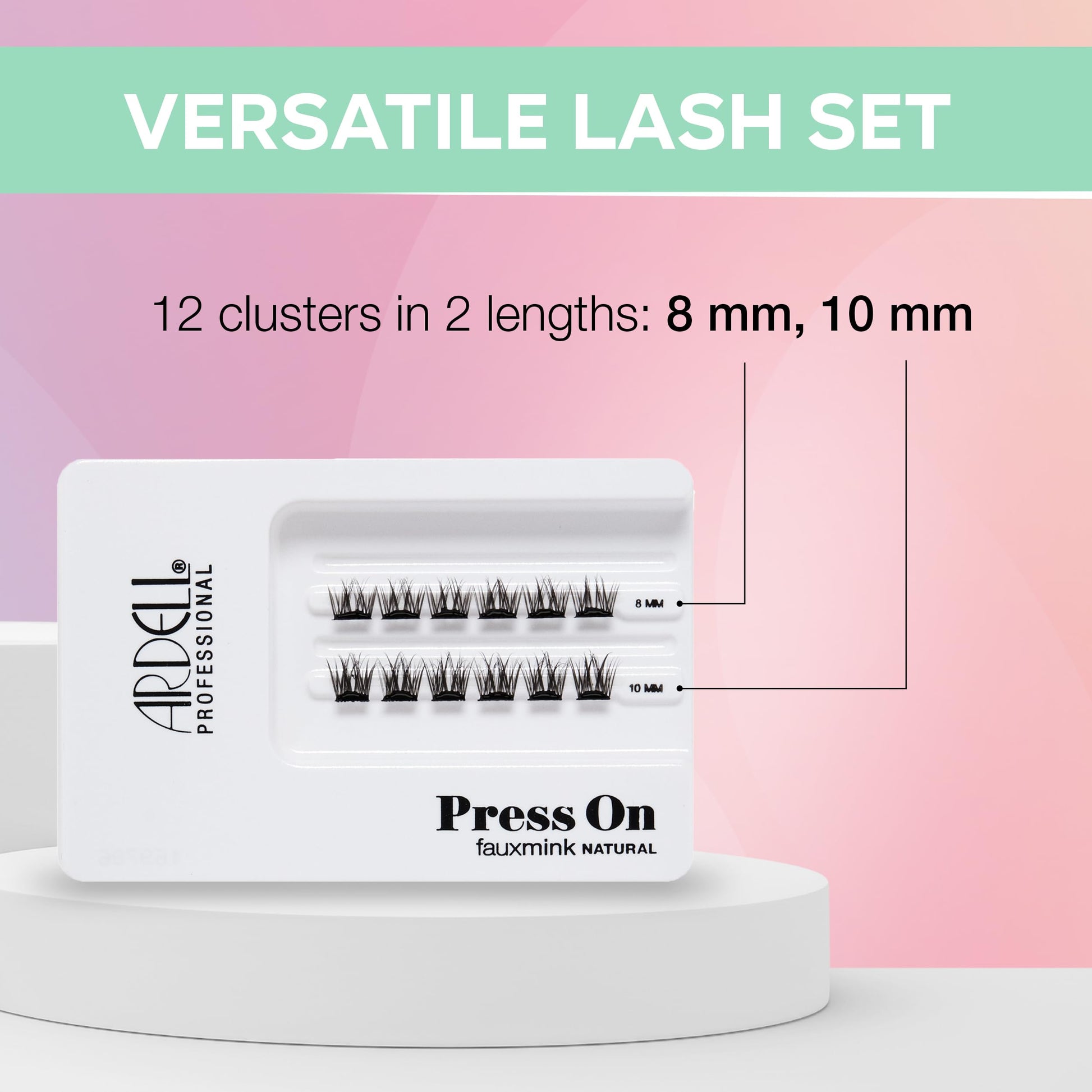Lavender Ardell Press On Lashes Fauxmink Natural – Pre-Glued Underlash Extensions, Lash Clusters, No Glue Needed, 12 ct