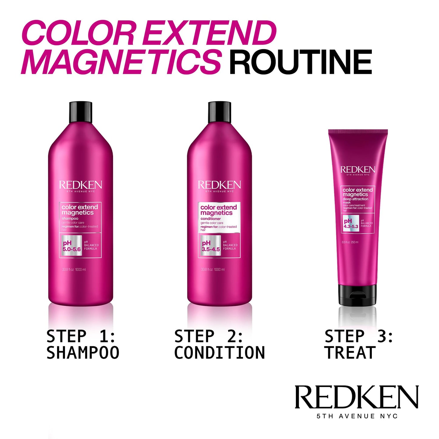 White Smoke Redken Color Extend Magnetics Shampoo | For Color-Treated Hair | Gently Cleanses & Protects Color | With Amino Acid | Sulfate-Free | 33.8 Fl Oz