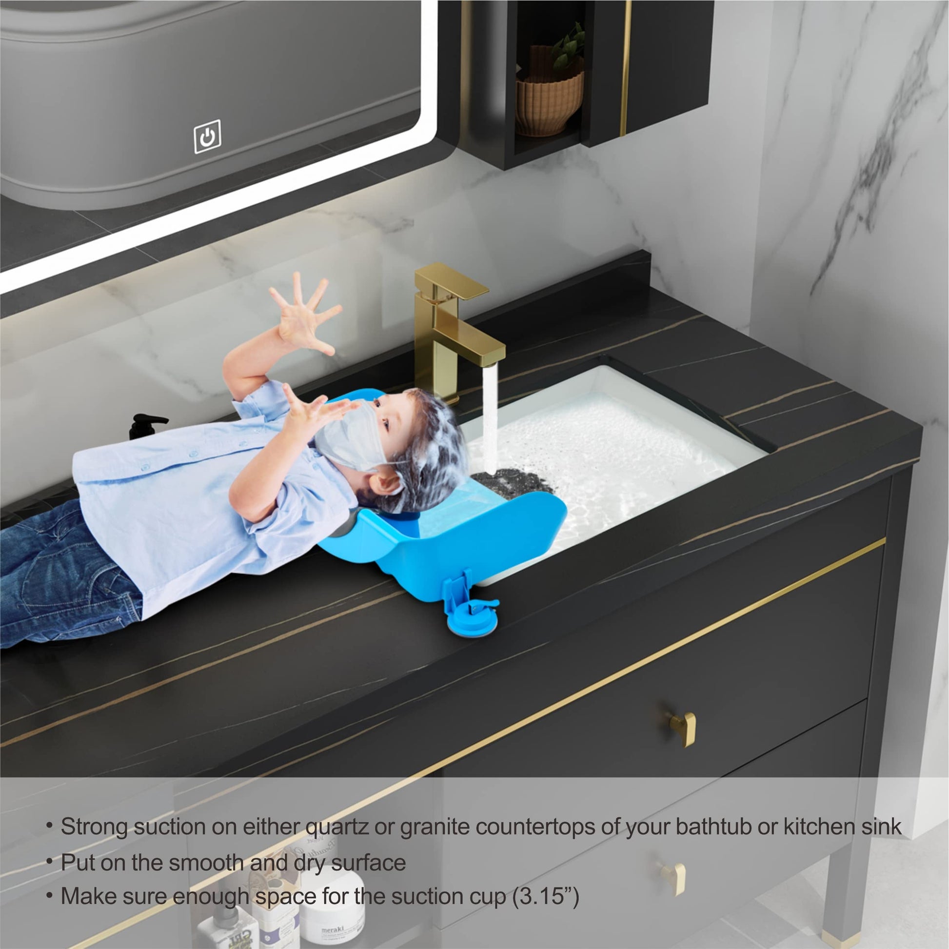 Dark Gray Portable Shampoo Basin for Baby, Kids, Children,The Elderly People,Pregnant Woman, Hair Washing Basin Tray at Home Tear Free