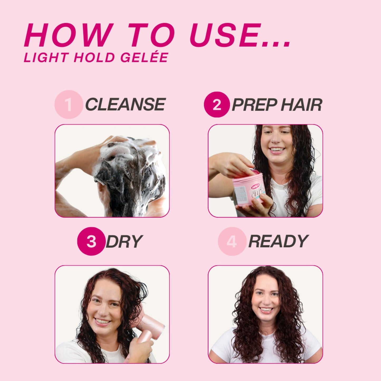 Misty Rose Dippity Do Girls with Curls Light Hold Gelee, Shape, Smooth & Separate Curls, Formulated with Aloe, Vitamin E & Wheat Protein, Frizz-Free, Never Crunchy, Curly Hair Gel For Women, 11.5 FL Oz