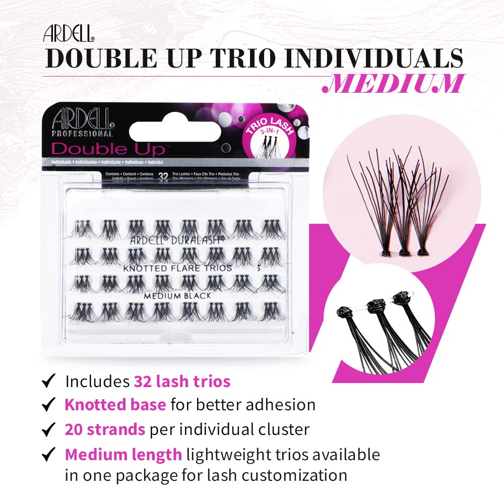 White Smoke Ardell Double Up Individual Lashes, Customizable DIY Lash Clusters, Reusable False Eyelashes, Eyelash Extensions, 4 Pack