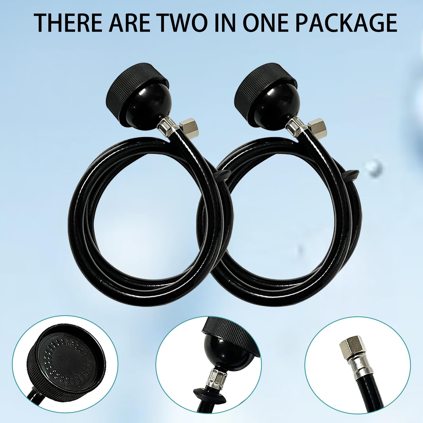 Lavender 2 Packs Shampoo Bowl Hose and Sprayer, Salon Spray Head with Rubber Hose 1/4" Thread to Attach Shampoo Bowl Faucet Vacuum Breaker, Sink Replacement Part for Salon, Barber Shop, Spa