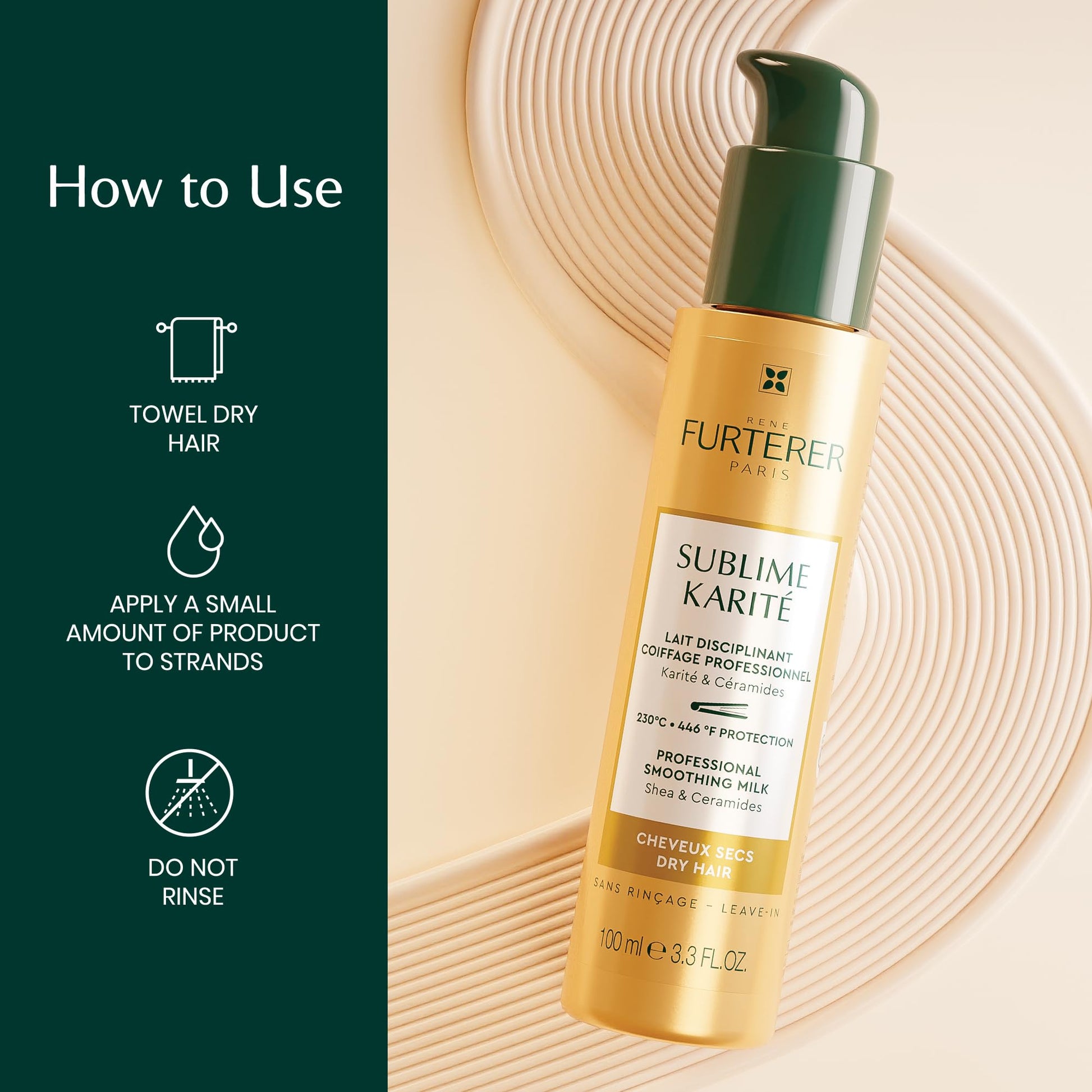 Dark Slate Gray René Furterer Sublime Karité Professional Smoothing Milk - Shea butter, Ylang-Ylang Essential Oil & Ceramides 3.3 fl oz.