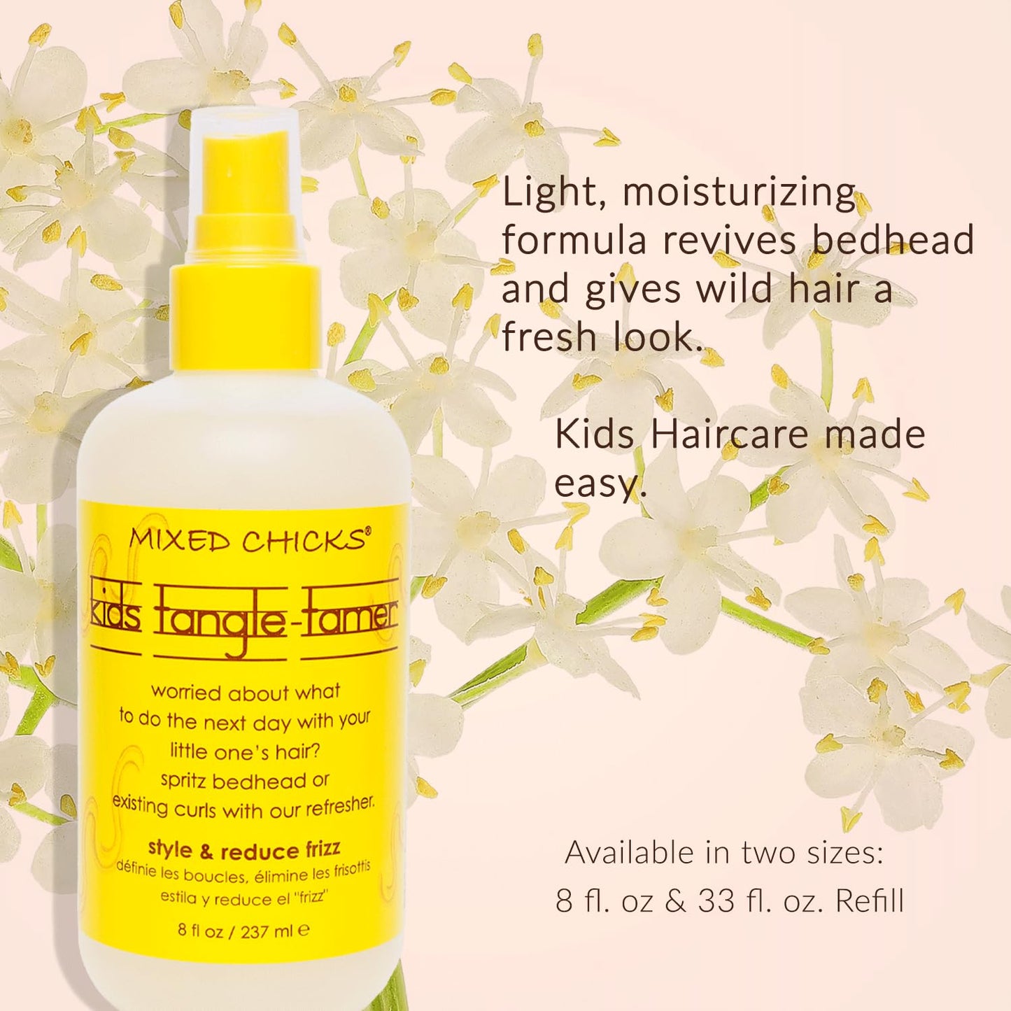 Antique White Mixed Chicks Kids Tangle Tamer - Light and Moisturizing Styling Formula for Frizz-free Curls, 8 fl.oz.