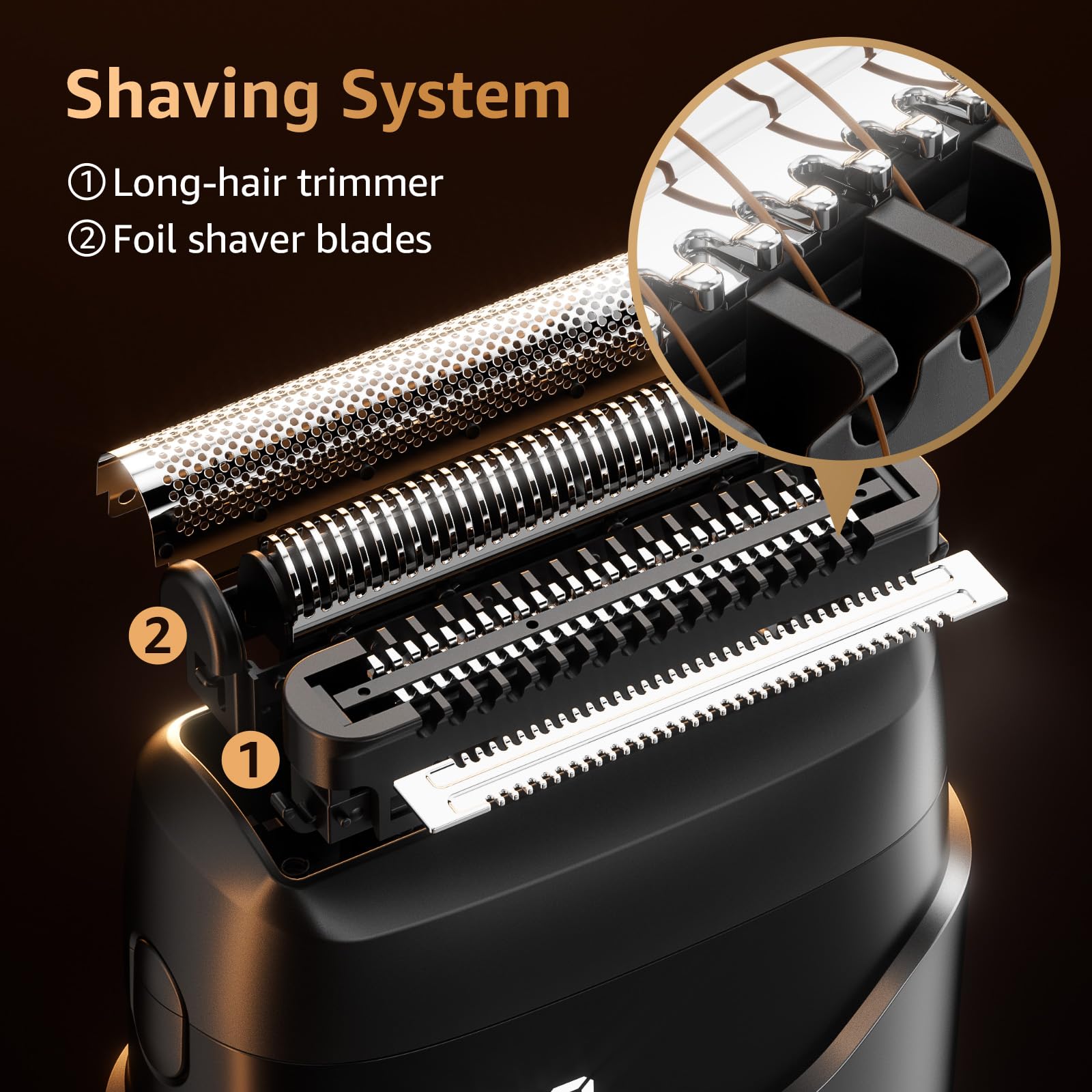 Black Mbzoey Electric Foil Shavers for Men: Mini Electric Razor for Face - IPX7 Waterproof Cordless Razor with LED Display & Fast Charge - Micro-Comb Technology & Precision Blades