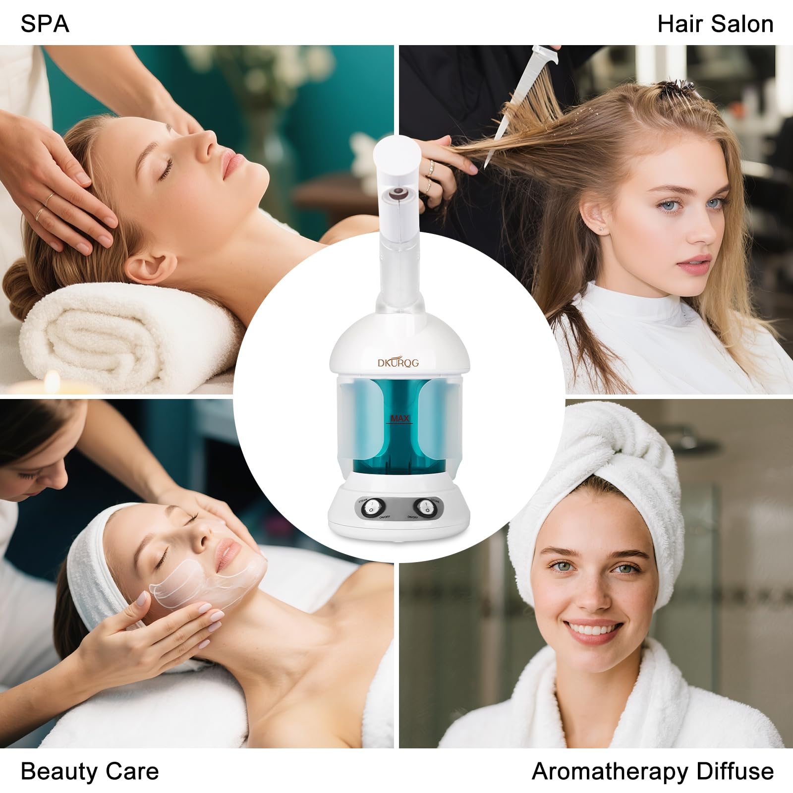 White Smoke DKURQG Facial Steamer, Nano Ionic Face Steamer for Facial Deep Cleaning Portable Ozone Steamer with Extendable 360° Rotating Arm, Humidifier for Home Salon Spa or Personal Care (Blue)