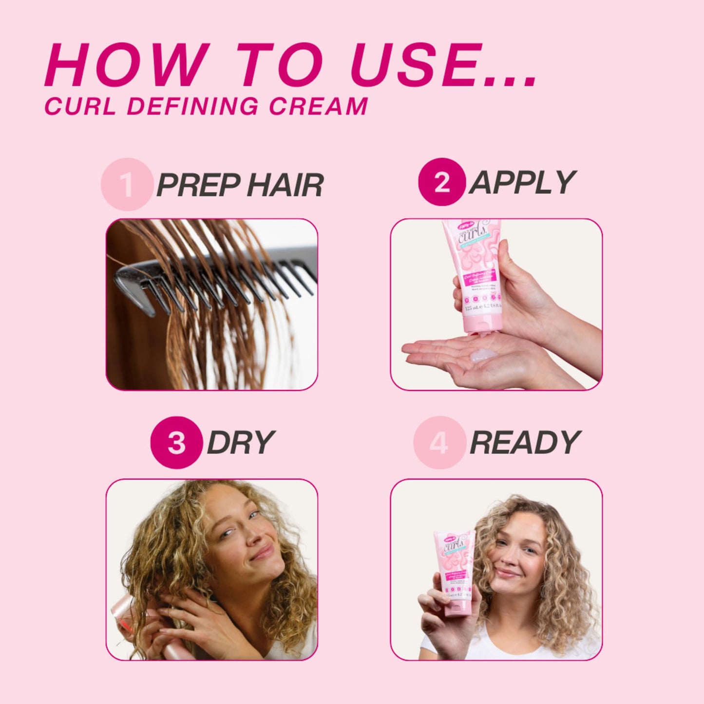 Misty Rose Dippity Do Girls With Curls Leave-In Curl Defining Cream, Anti-Frizz Styling for Curly & Wavy Hair, Smoothing Cream For Frizzy Hair, Shea Butter, Coconut Oil, Frizz Control, Strengthening, 2 Pack